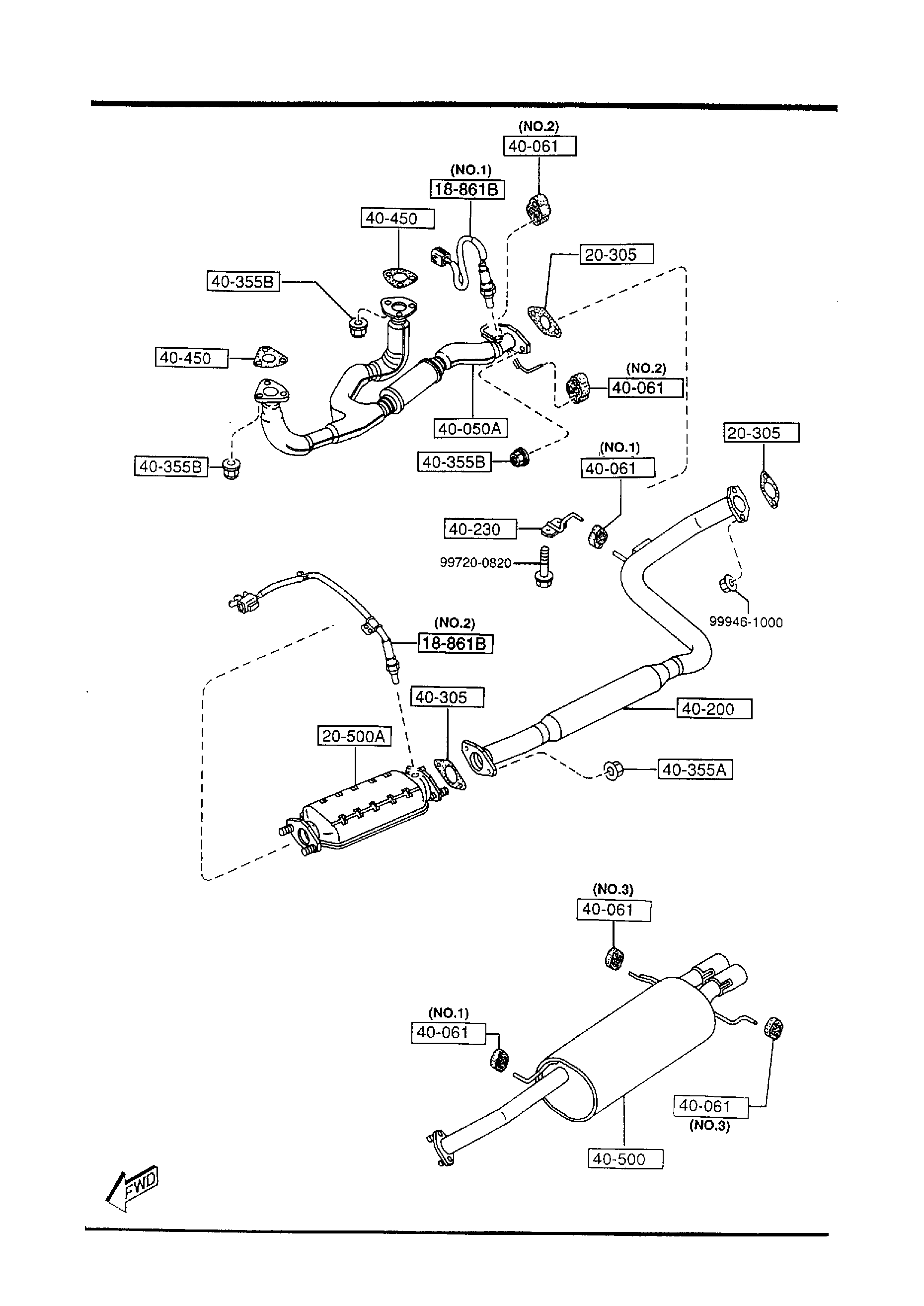 Diagram EXHAUST SYSTEM (2500CC)('97 MODEL) for your 2023 Mazda CX-5   