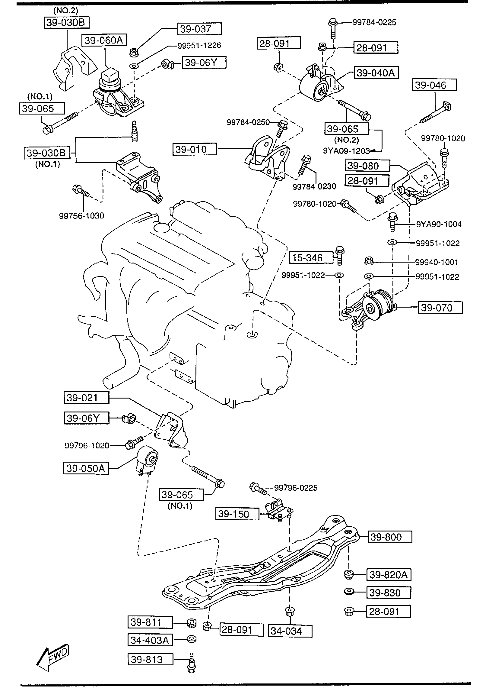 Diagram ENGINE & TRANSMISSION MOUNTINGS (AUTOMATIC TRANSMISSION) (2000CC) for your 2010 Mazda Mazda3 2.5L AT SEDAN SIGNATURE 