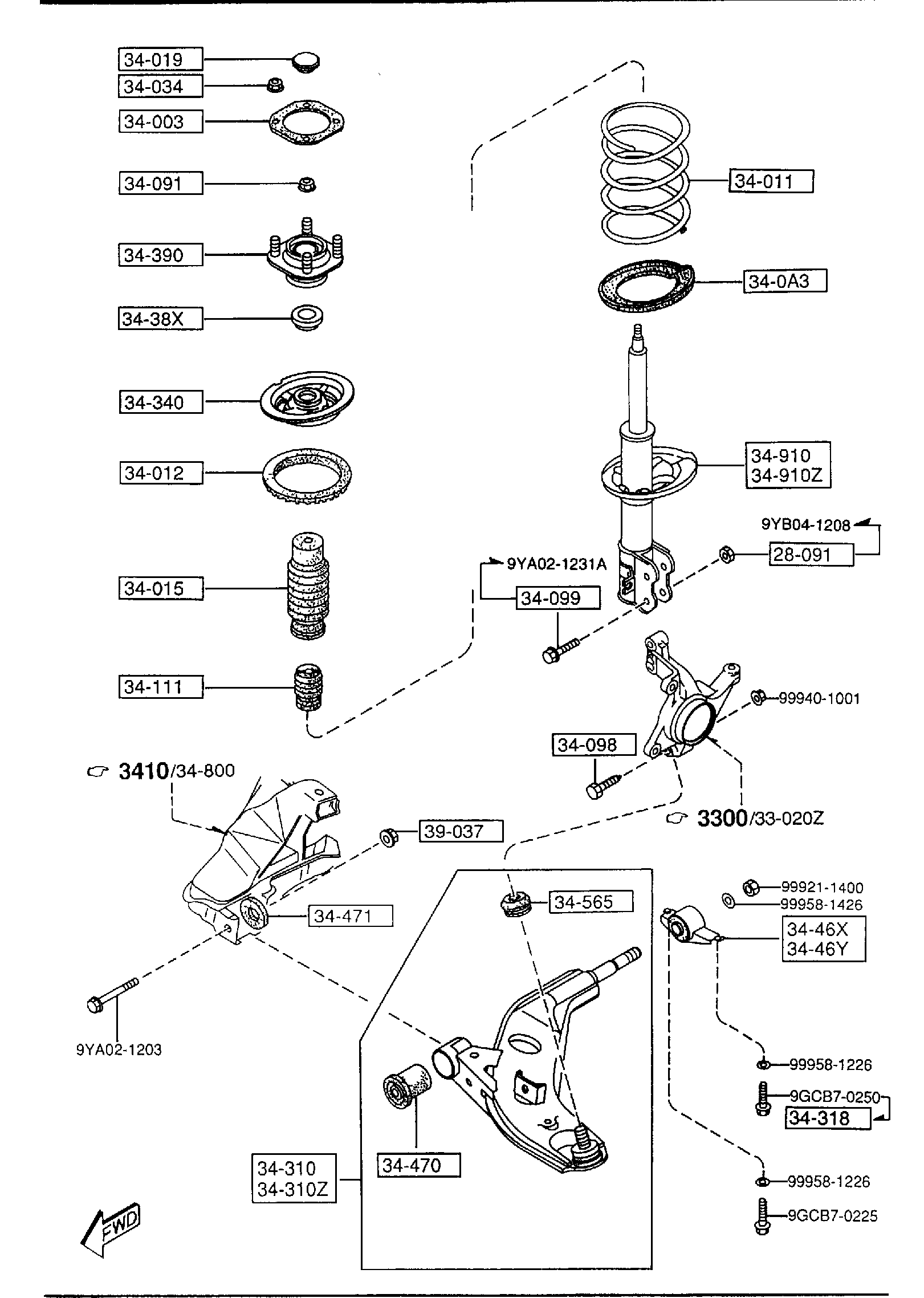 Diagram FRONT SUSPENSION MECHANISMS for your 2015 Mazda Mazda3  SEDAN ITR (VIN Begins: JM1) 