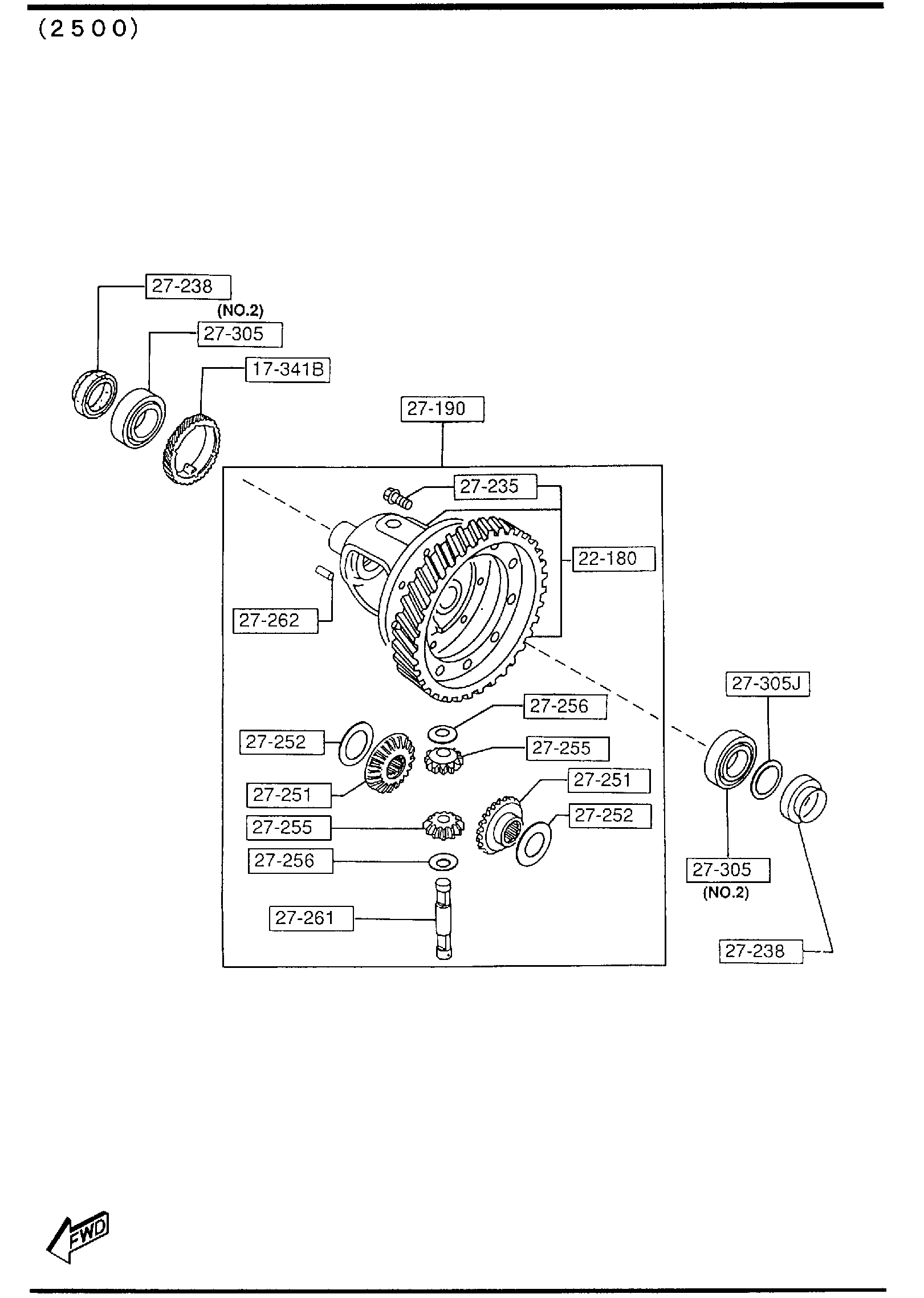 Diagram FRONT DIFFERENTIALS (AUTOMATIC TRANSMISSION) for your 1987 Mazda B2000 2.0L MT 4X2 LONG BED  