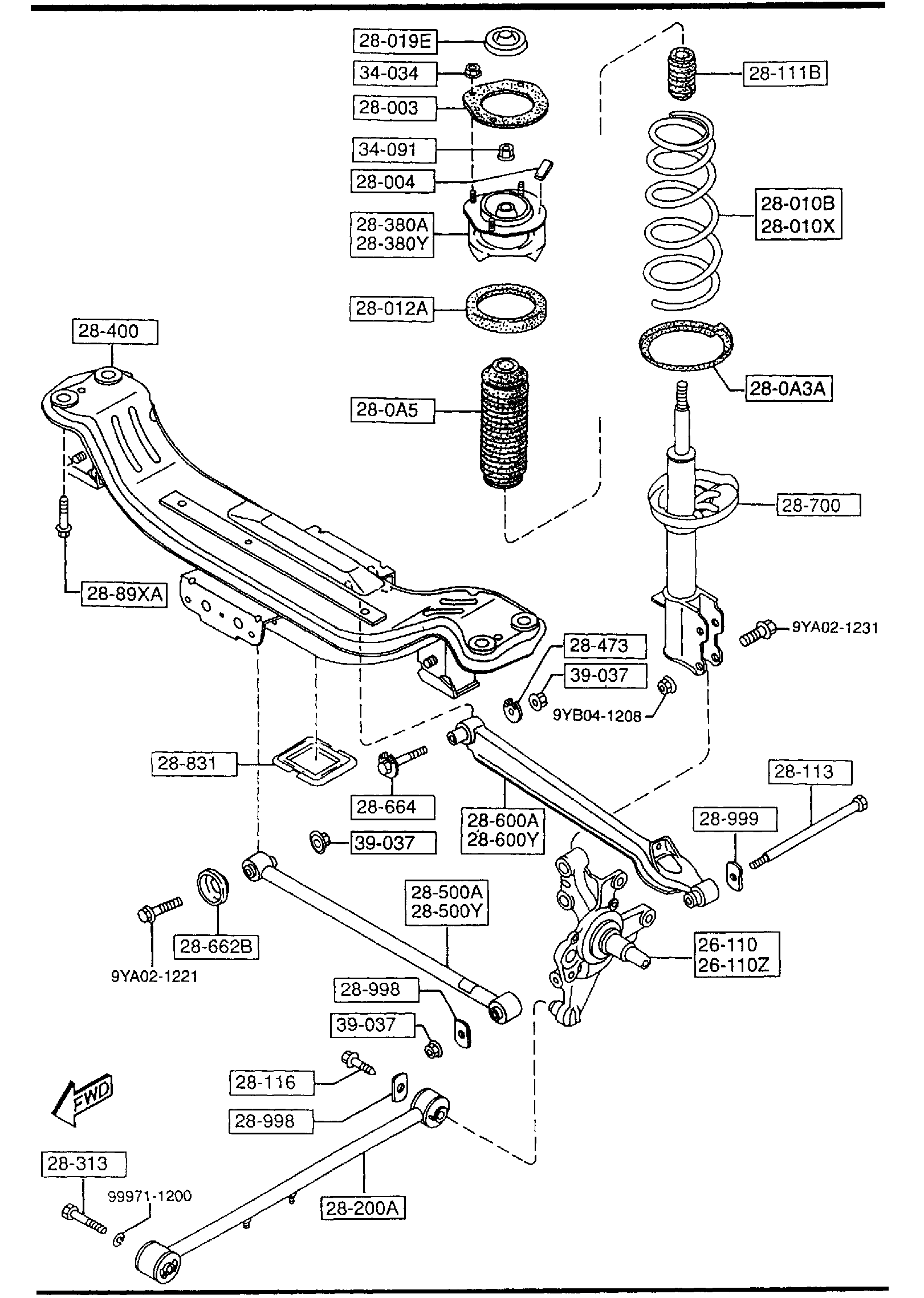 Diagram REAR SUSPENSION MECHANISMS for your Mazda