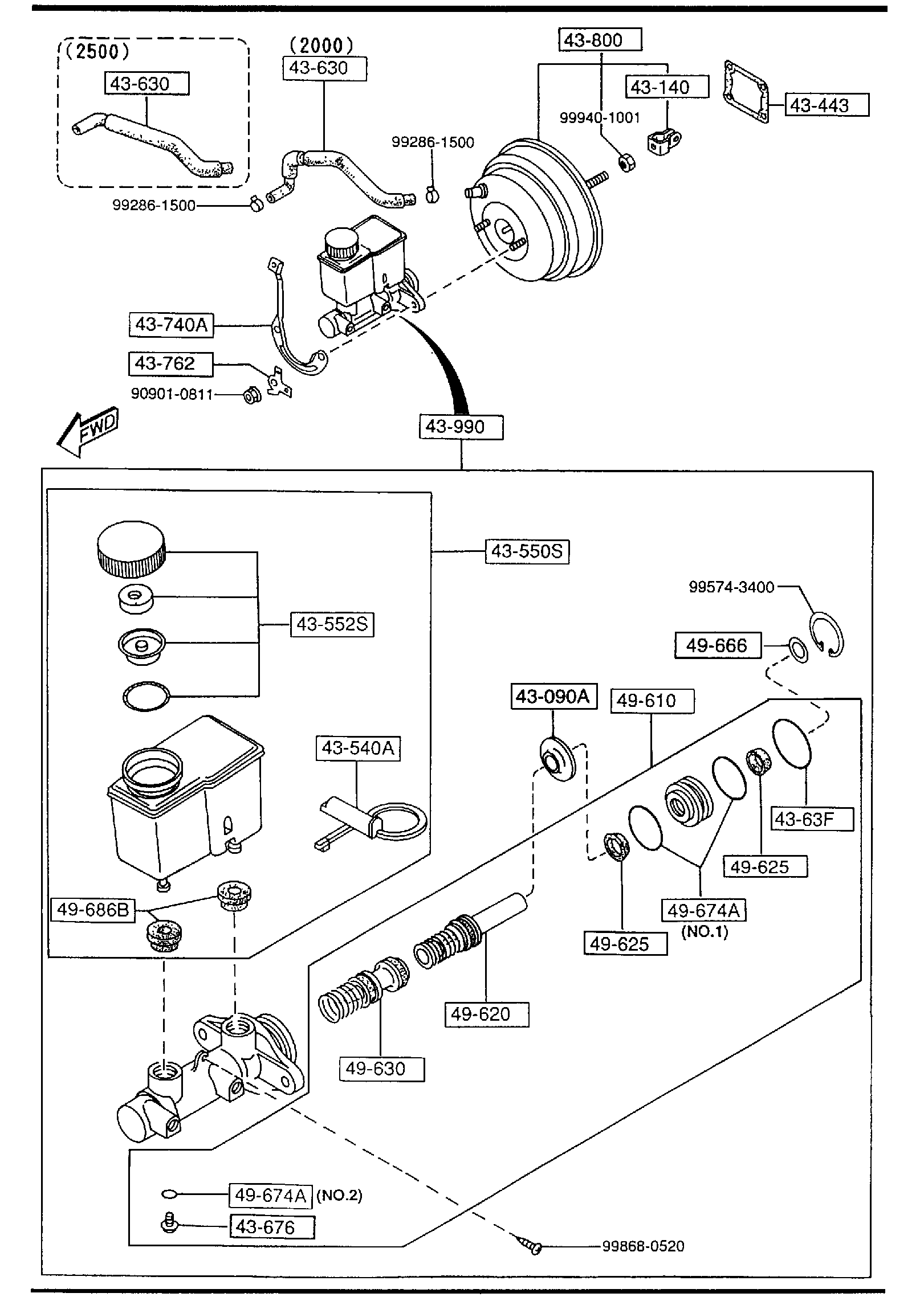 Diagram BRAKE MASTER CYLINDER & POWER BRAKE (W/O ANTI LOCK BRAKE)(AT) for your 2016 Mazda MX-5 Miata   