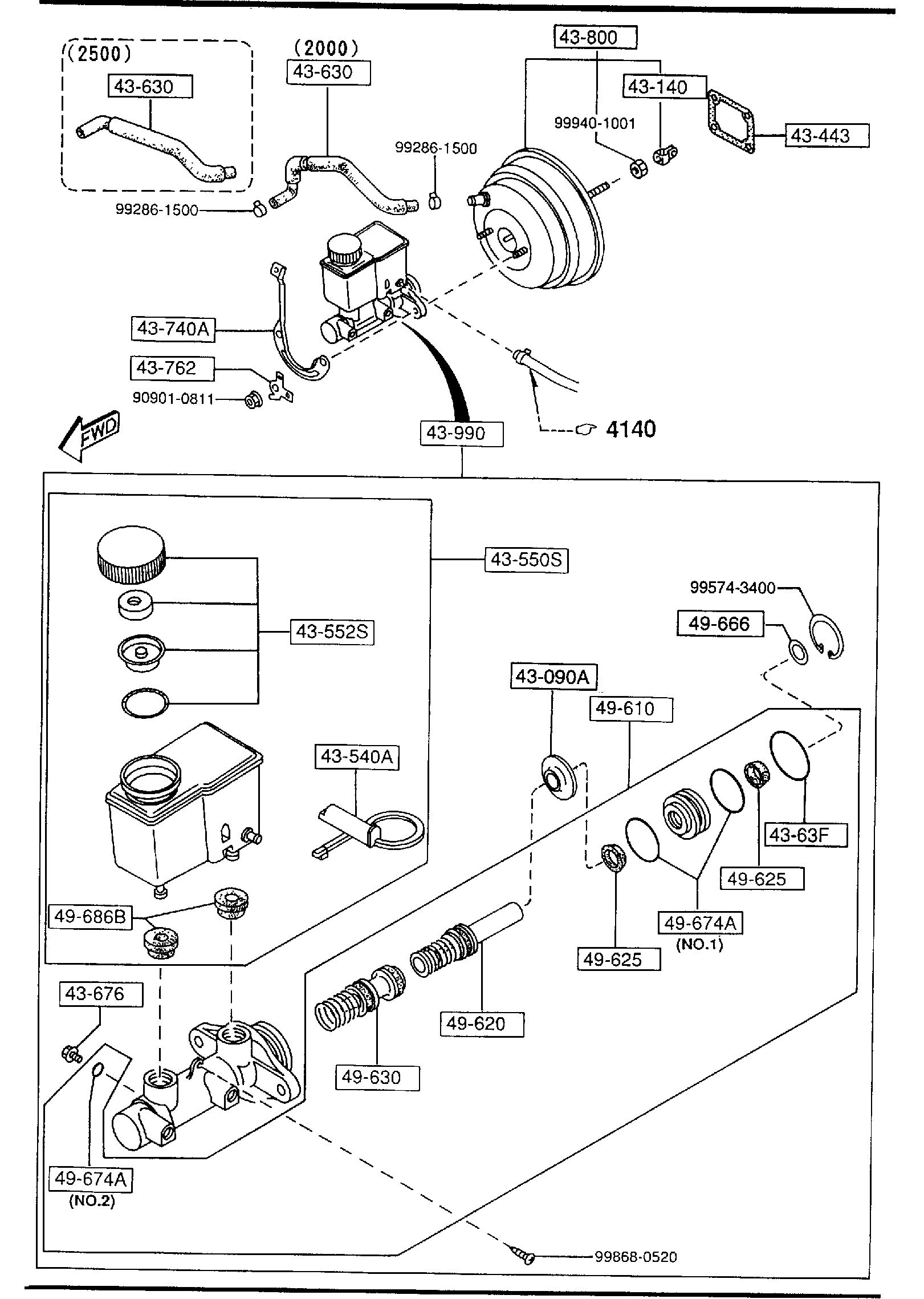 Diagram BRAKE MASTER CYLINDER & POWER BRAKE (W/ANTI LOCK BRAKE) for your 2016 Mazda MX-5 Miata   