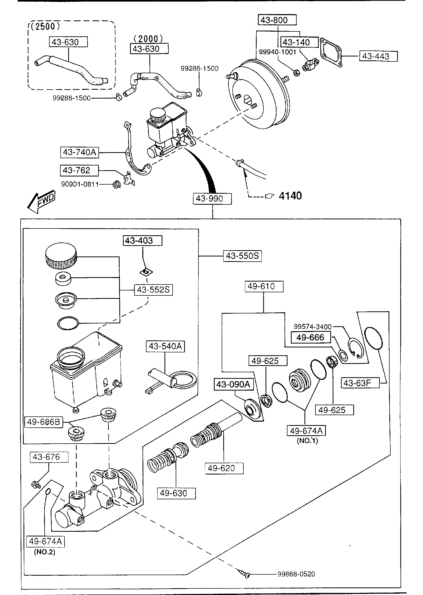 Diagram BRAKE MASTER CYLINDER & POWER BRAKE (W/ANTI LOCK BRAKE) for your 2016 Mazda MX-5 Miata   