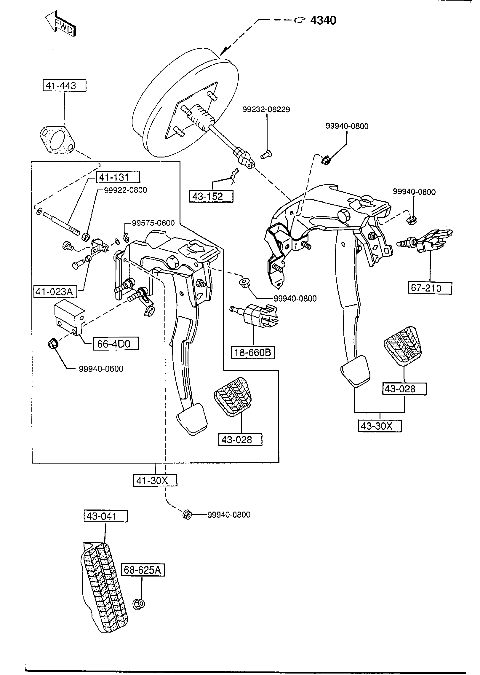 Diagram CLUTCH & BRAKE PEDALS (MANUAL TRANSMISSION) for your 2007 Mazda Mazda3   