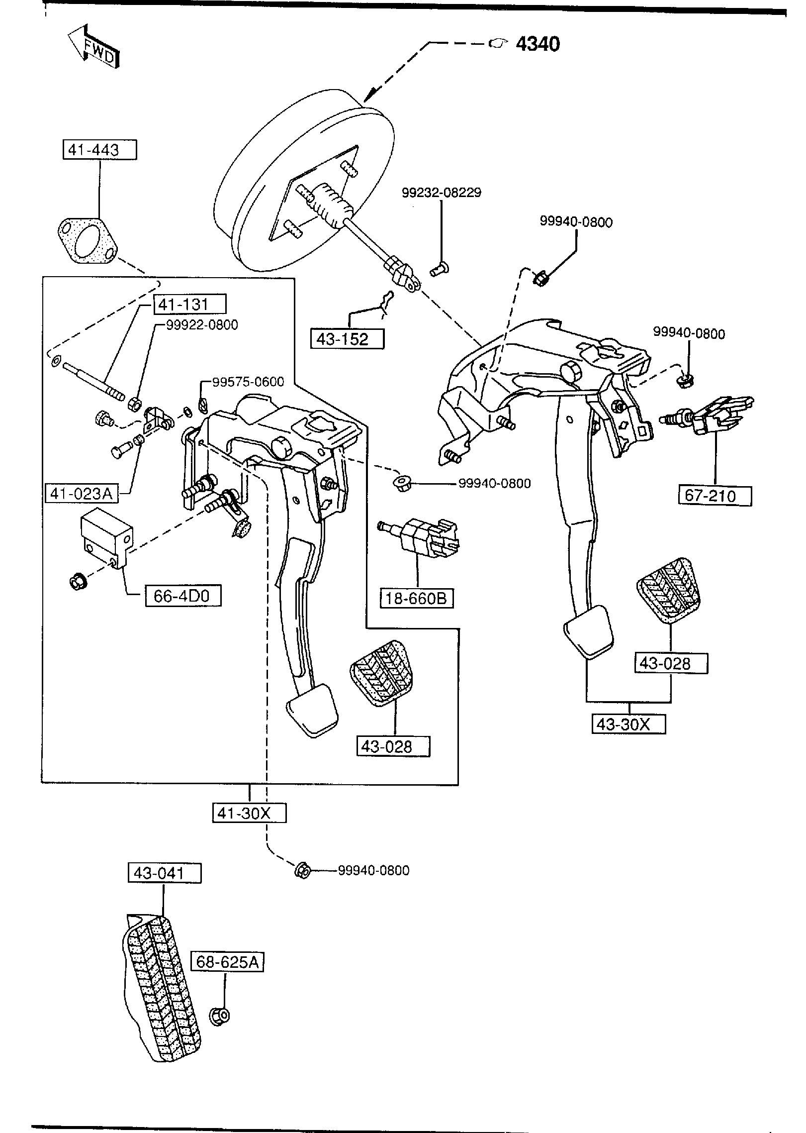 Diagram CLUTCH & BRAKE PEDALS (MANUAL TRANSMISSION) for your 2016 Mazda Mazda3   