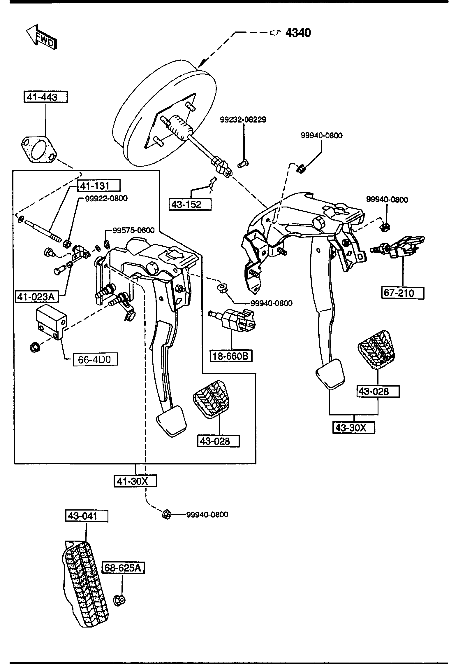 Diagram CLUTCH & BRAKE PEDALS (MANUAL TRANSMISSION) for your 2006 Mazda Mazda3   