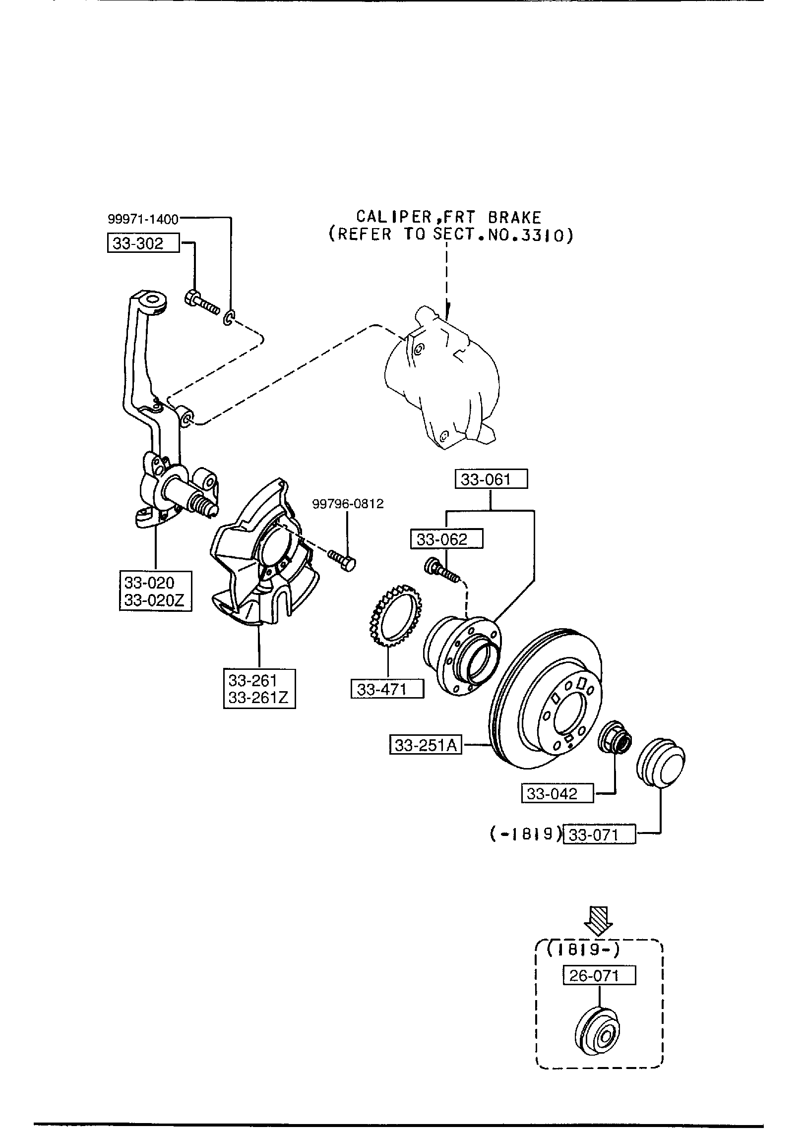 Diagram FRONT AXLE for your 1994 Mazda 929   