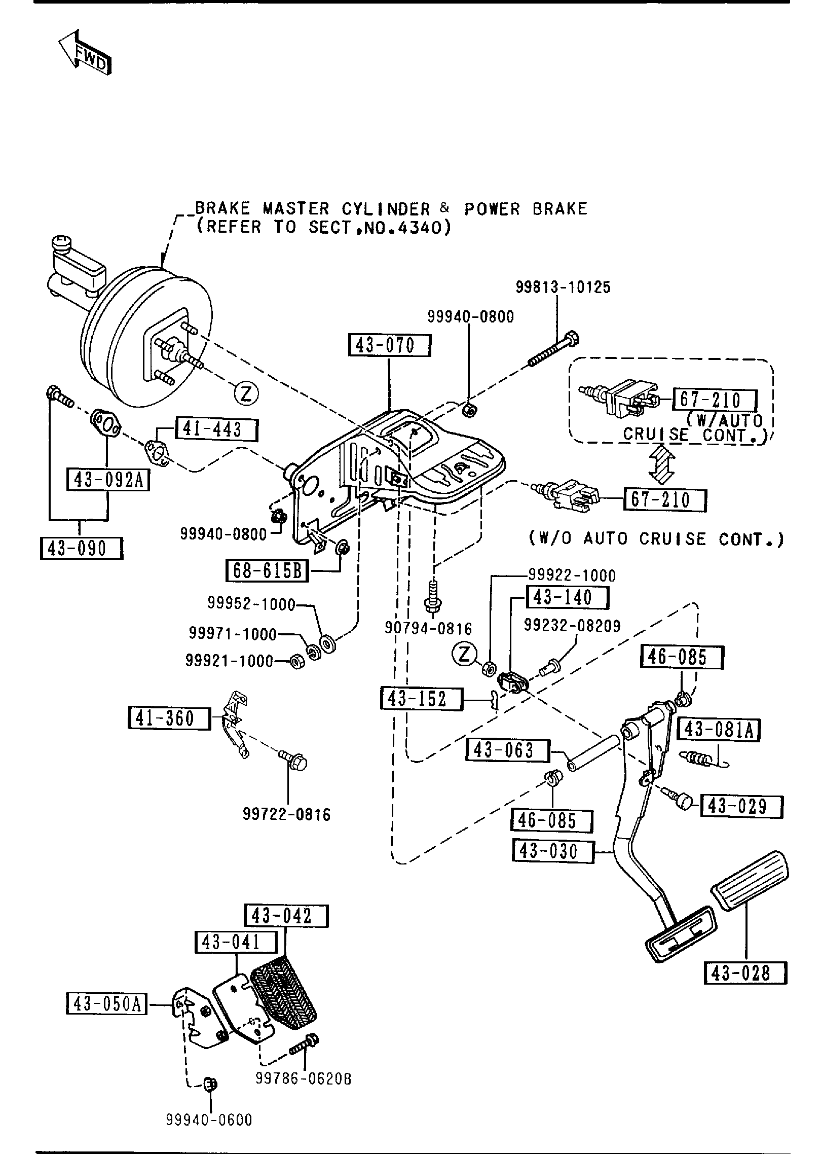 Diagram BRAKE PEDALS (AUTOMATIC TRANSMISSION) for your 2005 Mazda Mazda3  HATCHBACK BASE 