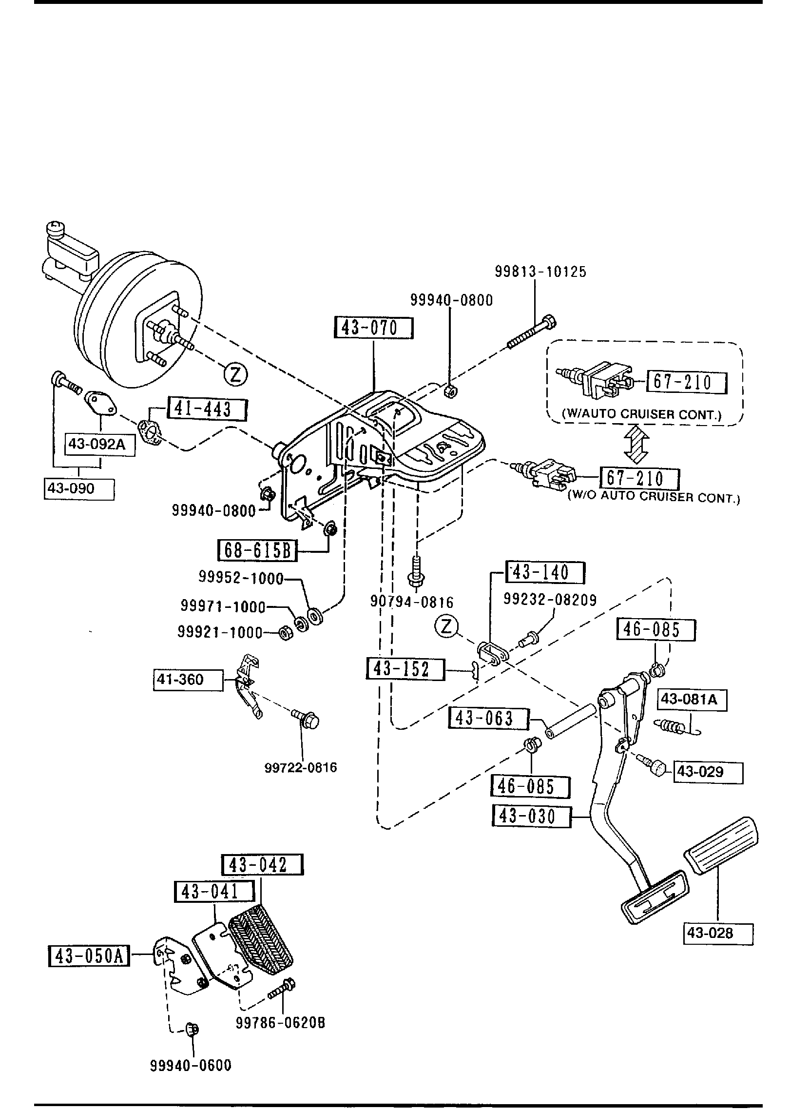 Diagram BRAKE PEDALS (AUTOMATIC TRANSMISSION) for your 2005 Mazda Mazda3  HATCHBACK BASE 