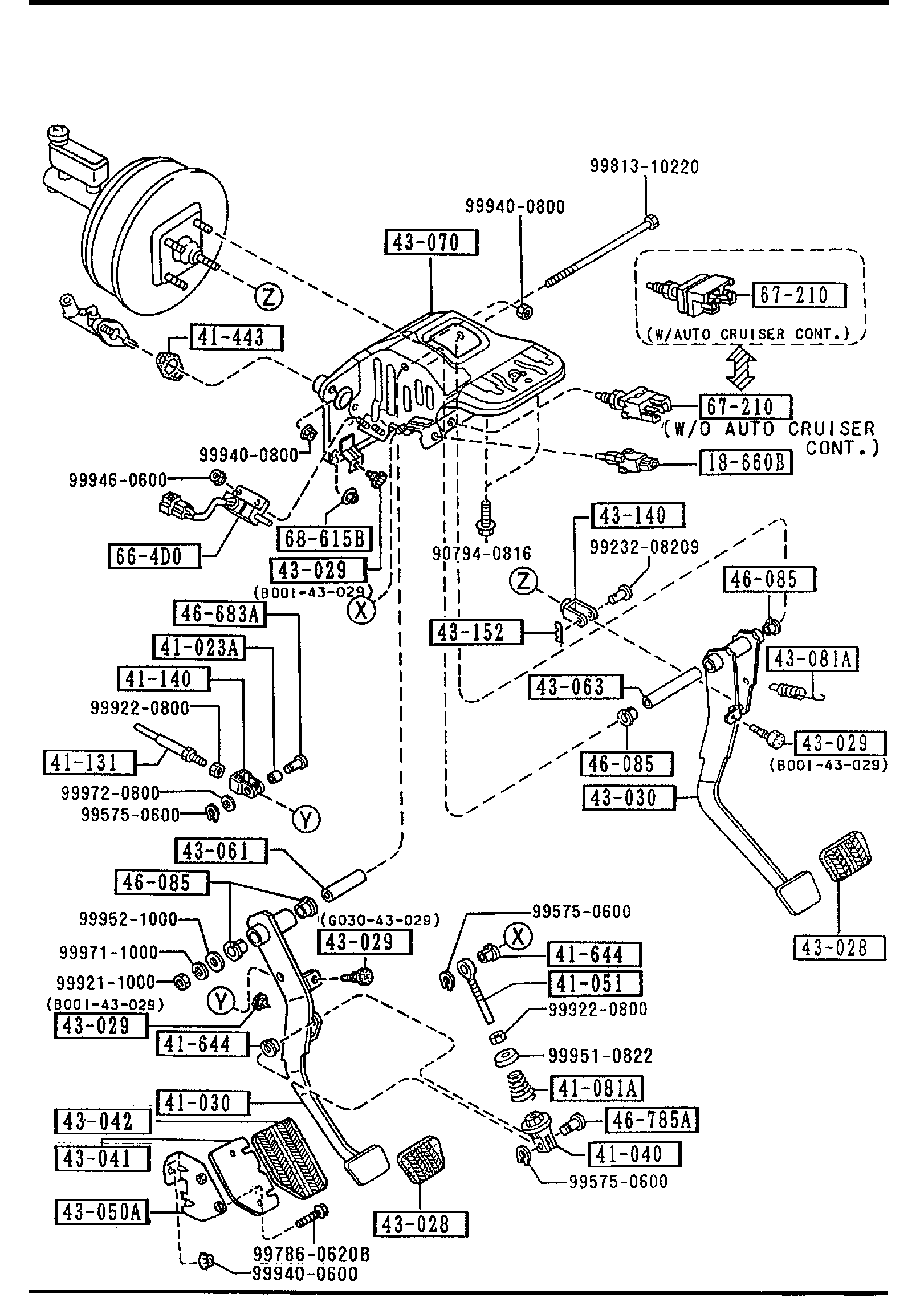 Diagram CLUTCH & BRAKE PEDALS (MANUAL TRANSMISSION) for your 2005 Mazda Mazda3  HATCHBACK BASE 