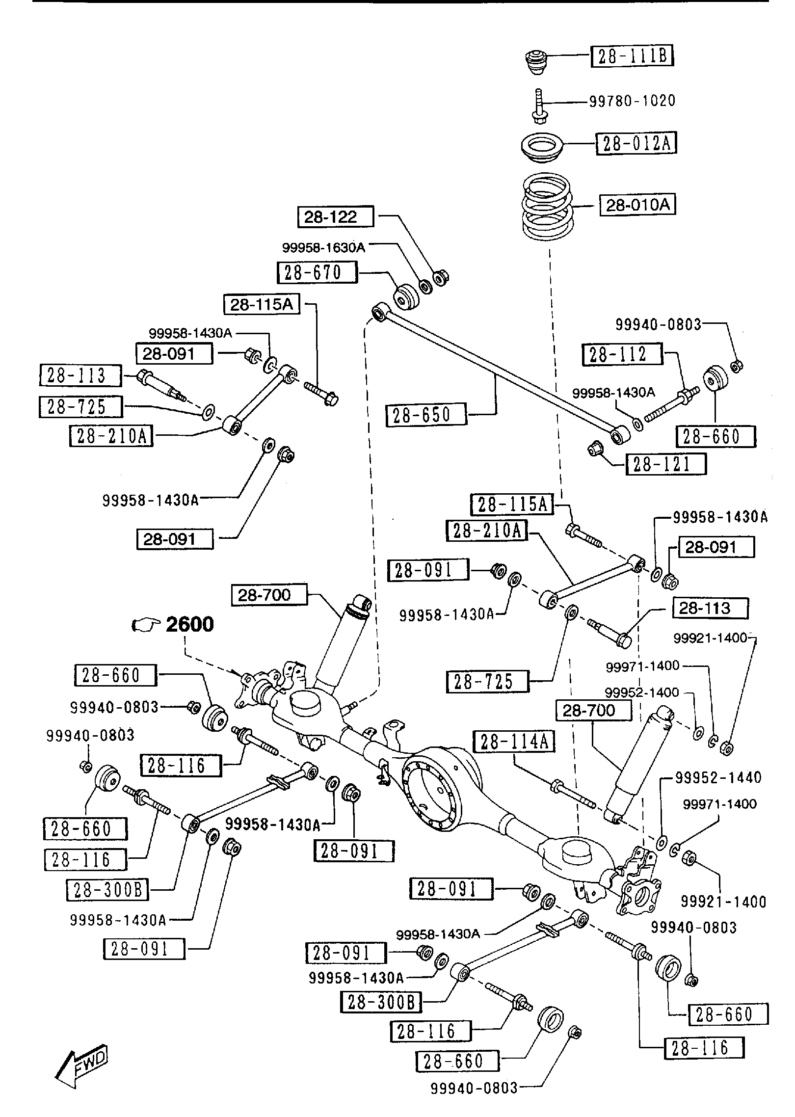 Diagram REAR SUSPENSION MECHANISMS for your 1999 Mazda Millenia   