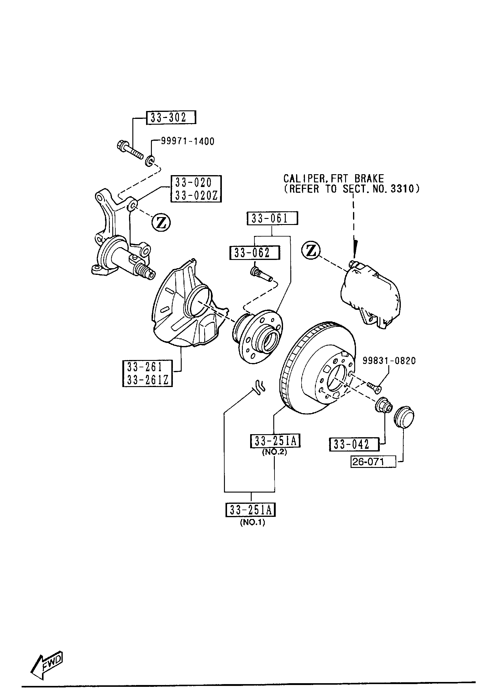 Diagram FRONT AXLE (2WD) for your 2012 Mazda Mazda3  SEDAN IGT 