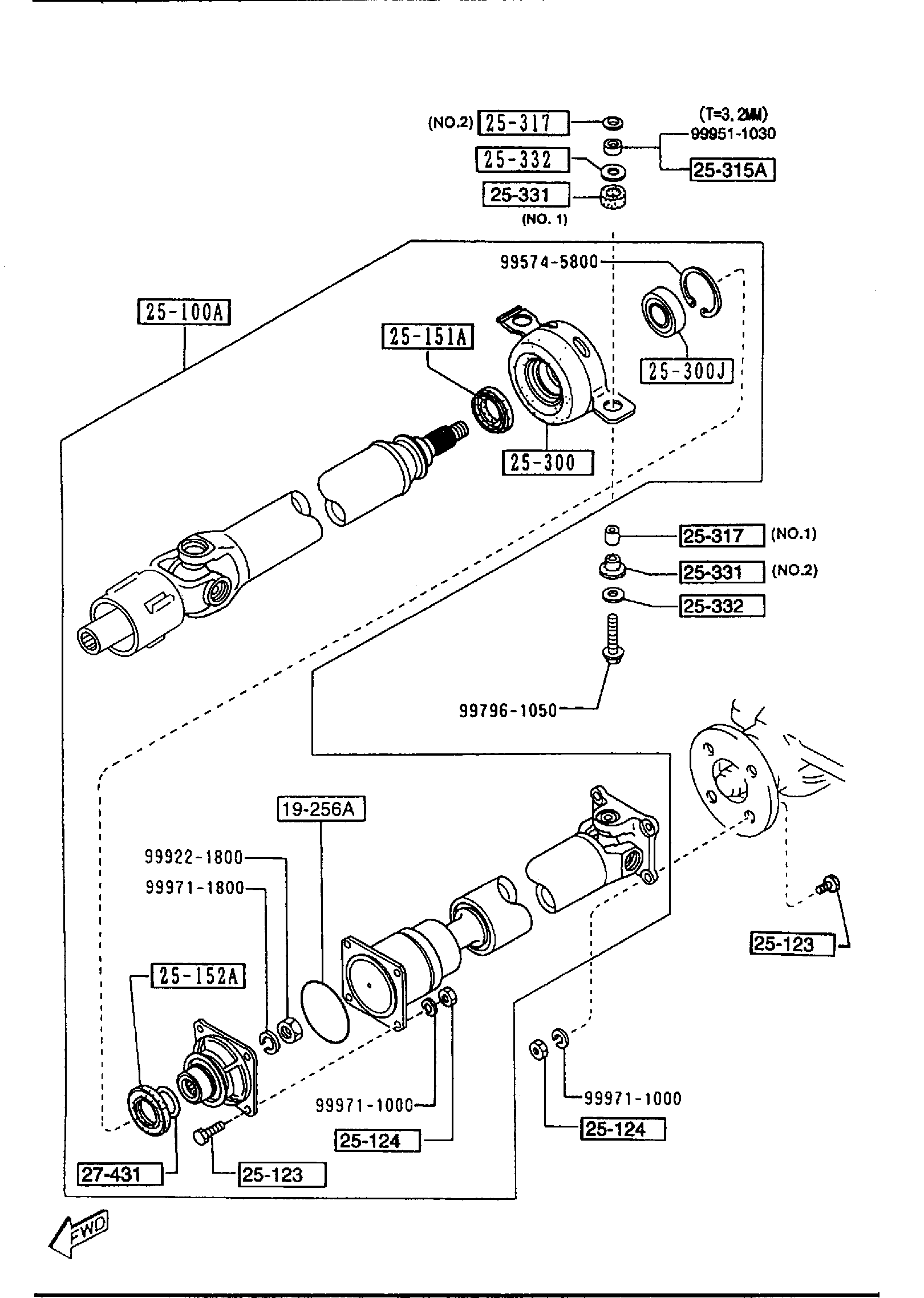 Diagram REAR PROPELLER SHAFT (2WD) for your 2012 Mazda Mazda2   