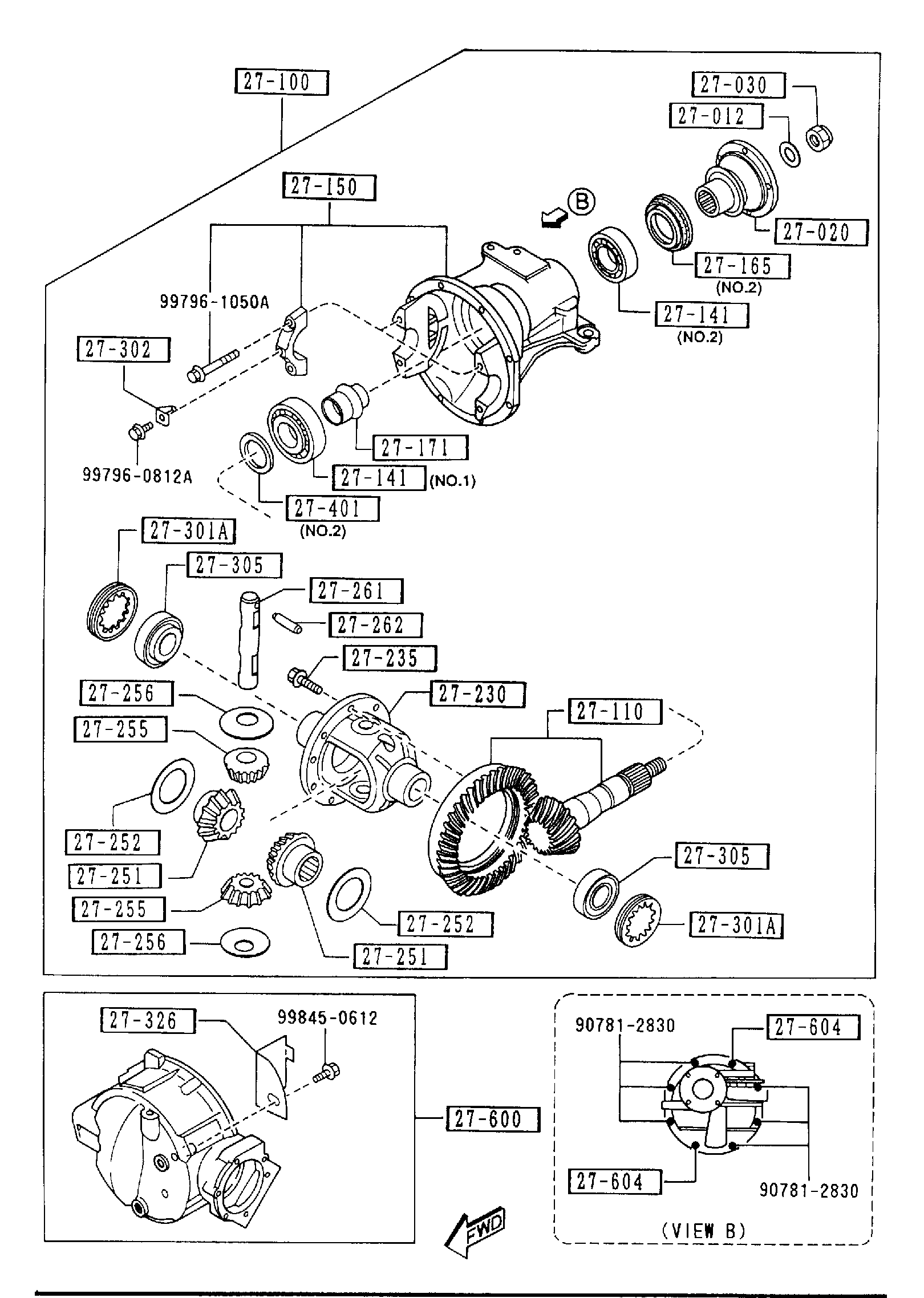 Diagram FRONT DIFFERENTIALS (4WD) for your 2004 Mazda Tribute   