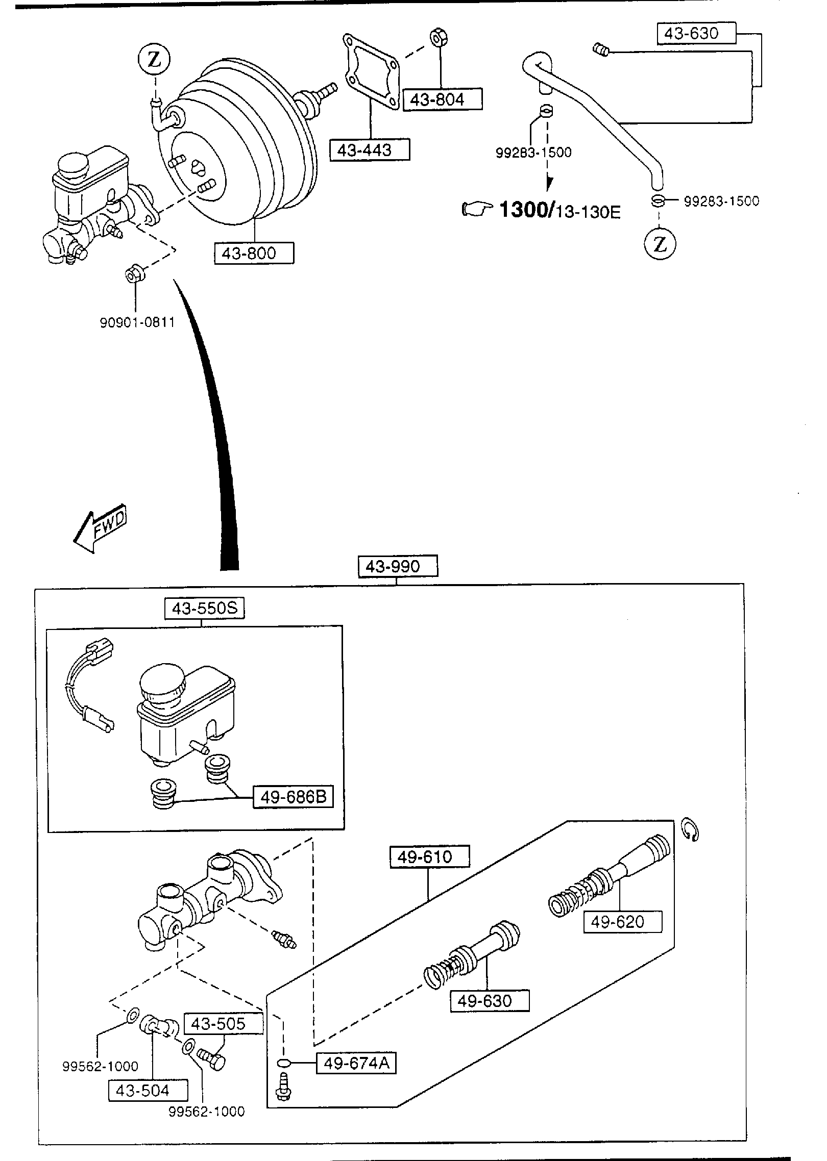 Diagram BRAKE MASTER CYLINDER & POWER BRAKE for your 2008 Mazda Mazda3 2.3L AT HATCHBACK SIGNATURE 