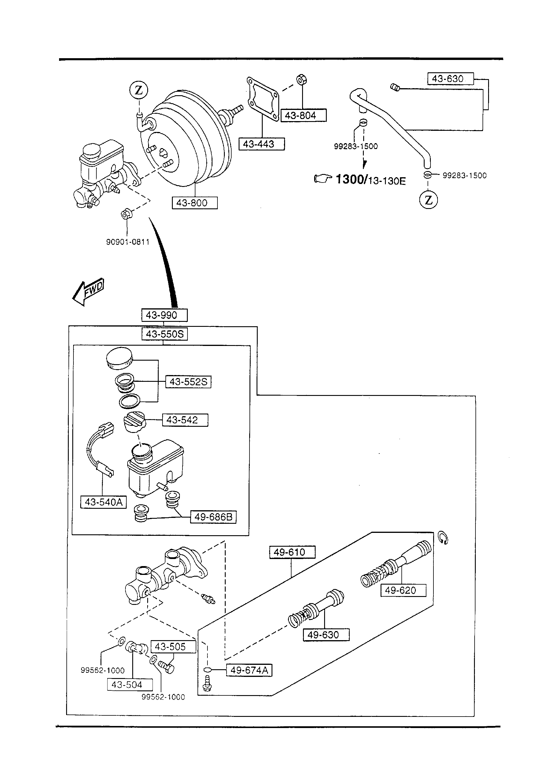 Diagram BRAKE MASTER CYLINDER & POWER BRAKE (W/O ANTILOCK BRAKE) for your 2008 Mazda Mazda3 2.3L AT HATCHBACK SIGNATURE 