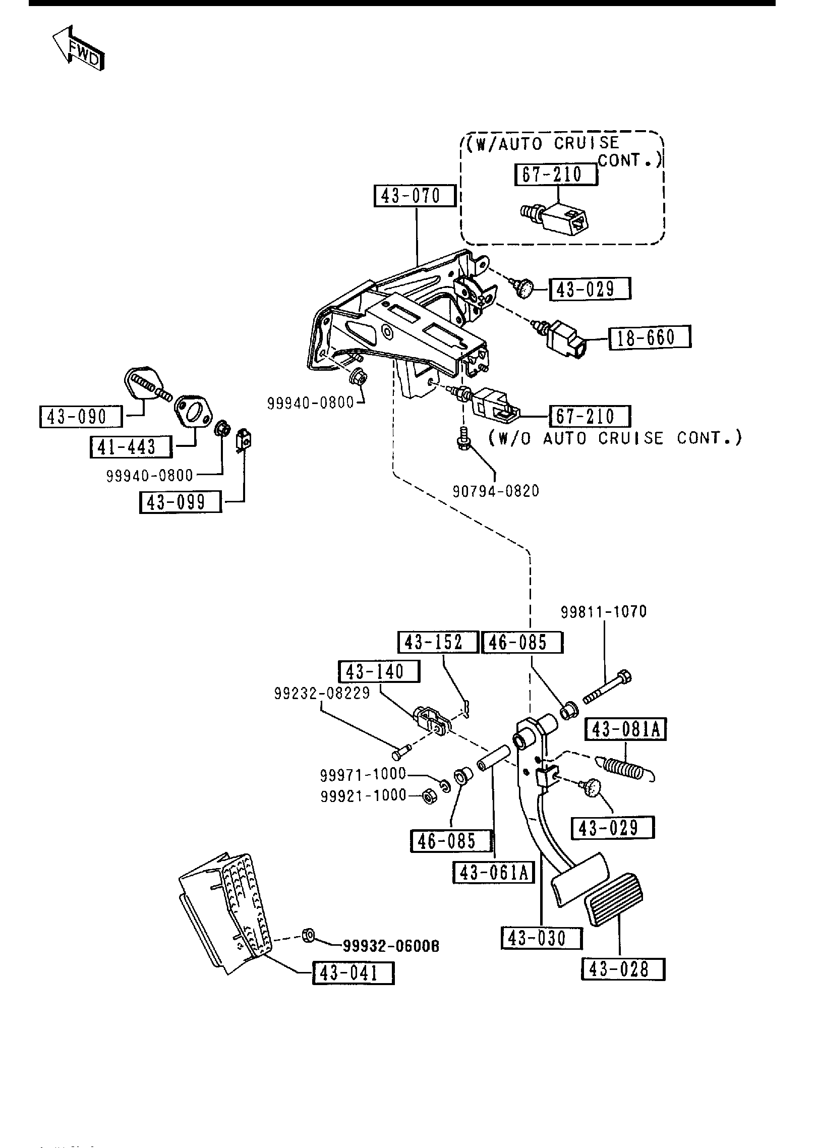 Diagram AUTOMATIC TRANSMISSION BRAKE PEDAL for your 2025 Mazda Mazda3   