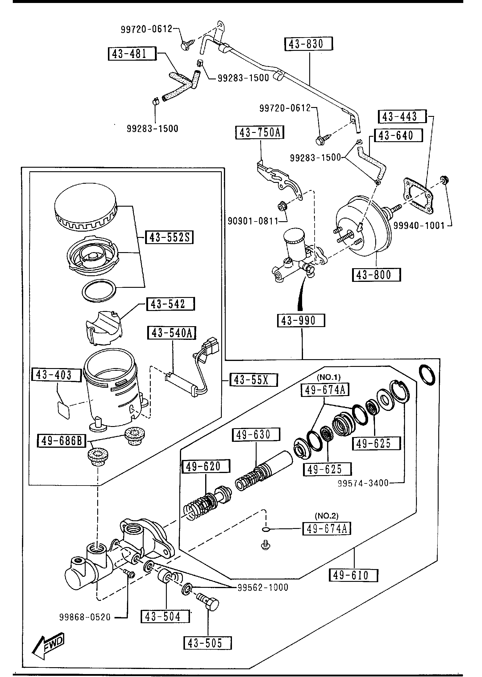Diagram BRAKE MASTER CYLINDER & POWER BRAKE (ANTI LOCK BRAKE SYSTEM) for your Mazda