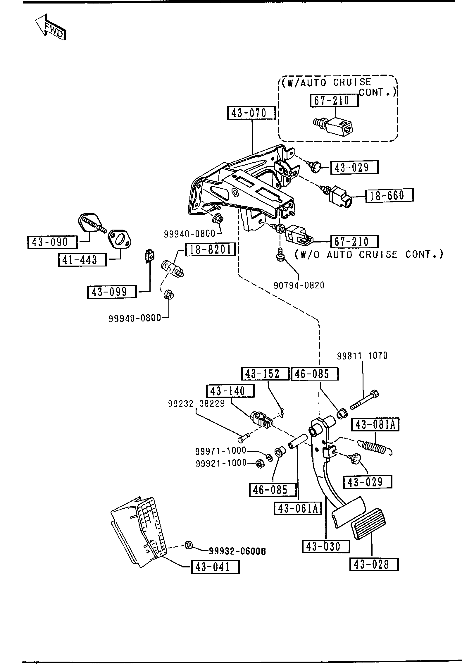 Diagram AUTOMATIC TRANSMISSION BRAKE PEDAL for your 2025 Mazda Mazda3   