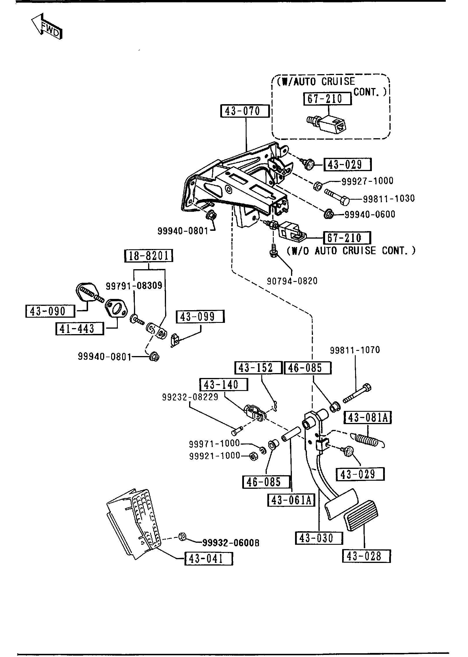 Diagram AUTOMATIC TRANSMISSION BRAKE PEDAL for your 2025 Mazda Mazda3   
