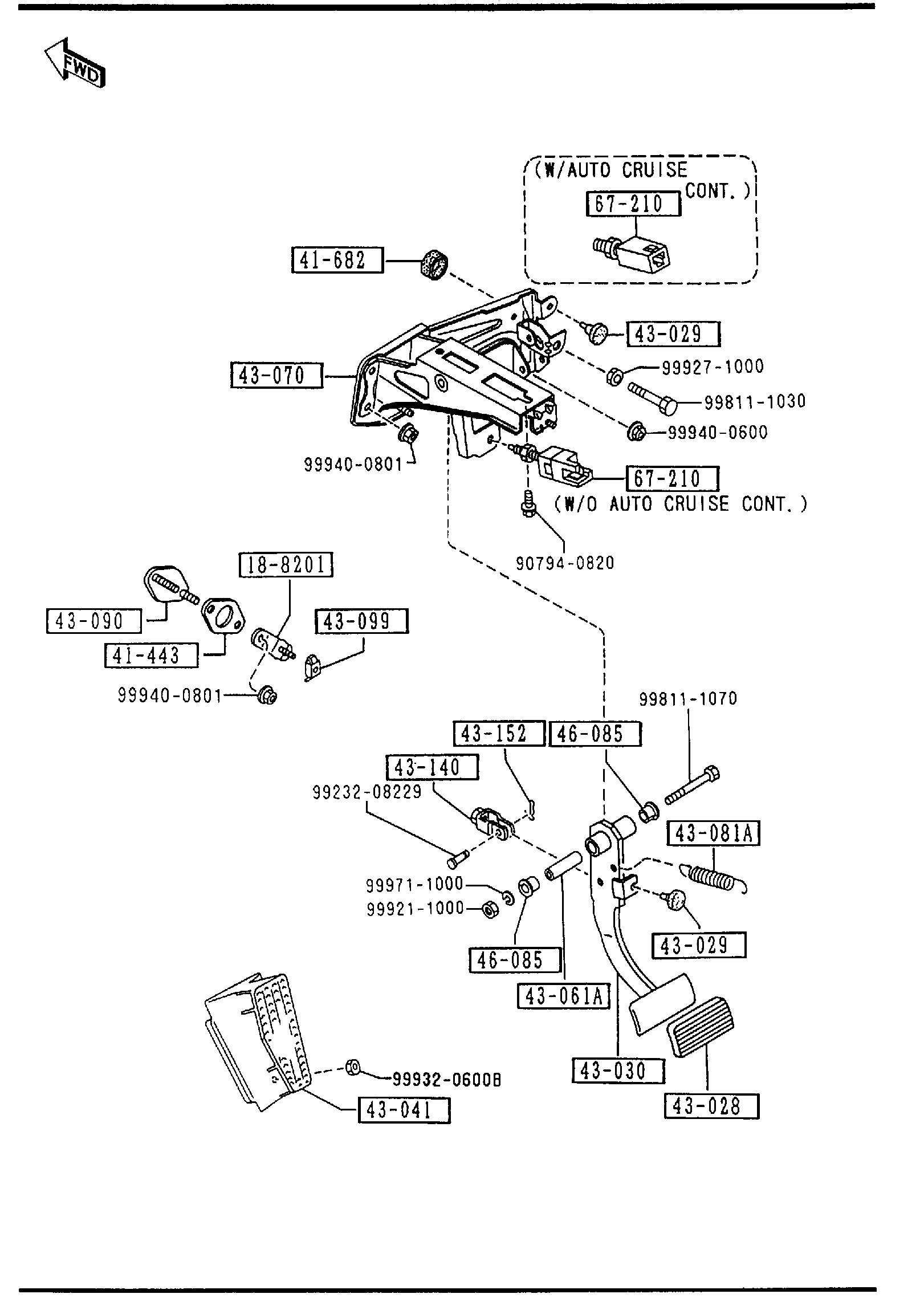 Diagram AUTOMATIC TRANSMISSION BRAKE PEDAL for your 2025 Mazda Mazda3   