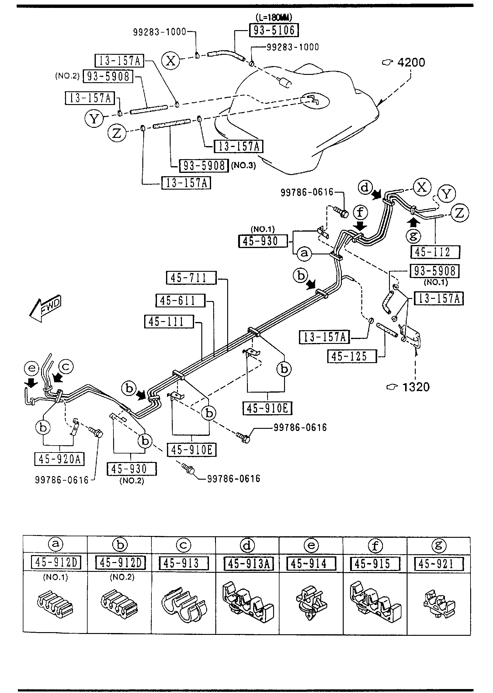 Diagram FUEL PIPINGS for your Mazda
