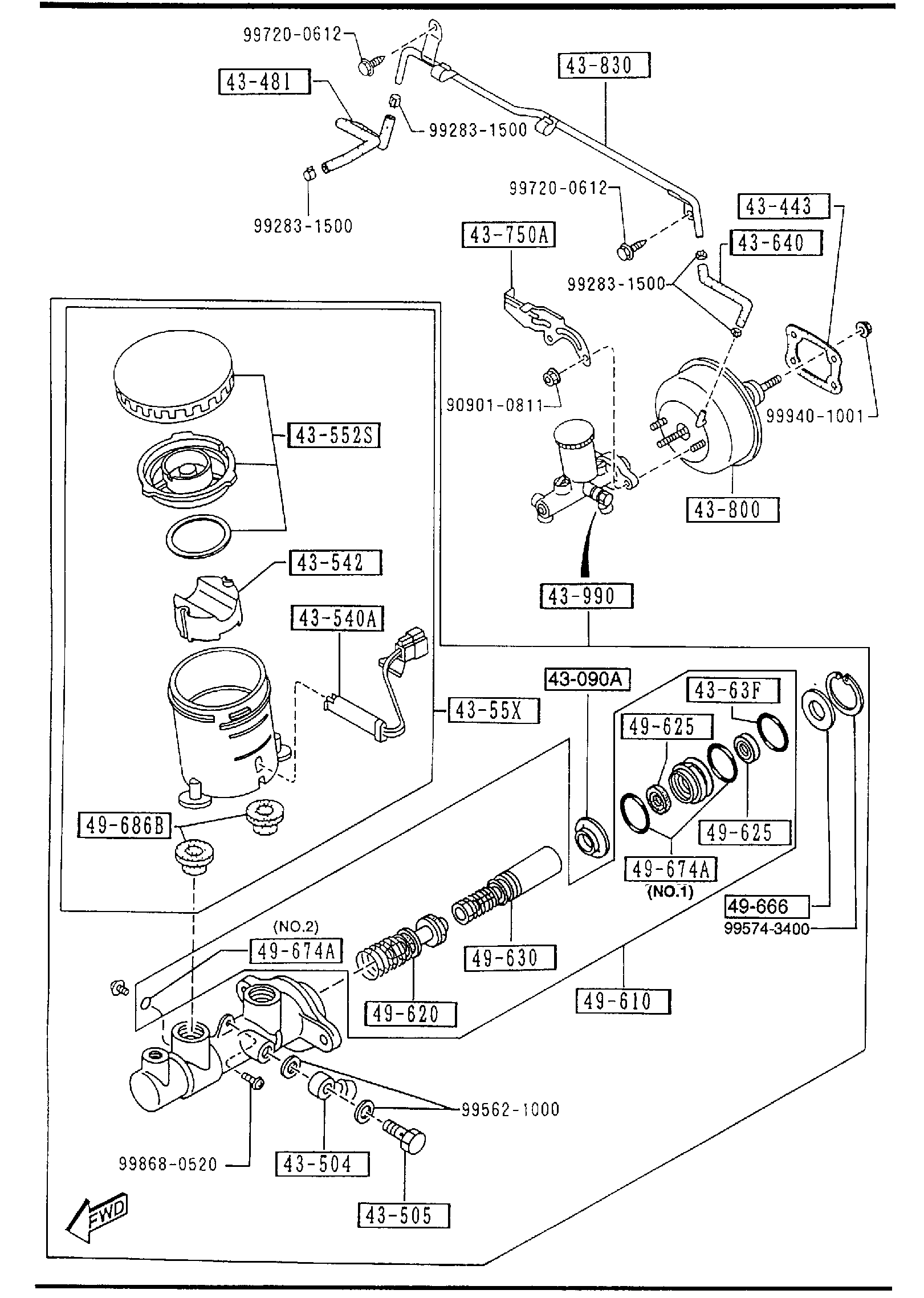 Diagram BRAKE MASTER CYLINDER & POWER BRAKE (W/ANTI LOCK BRAKE) for your Mazda