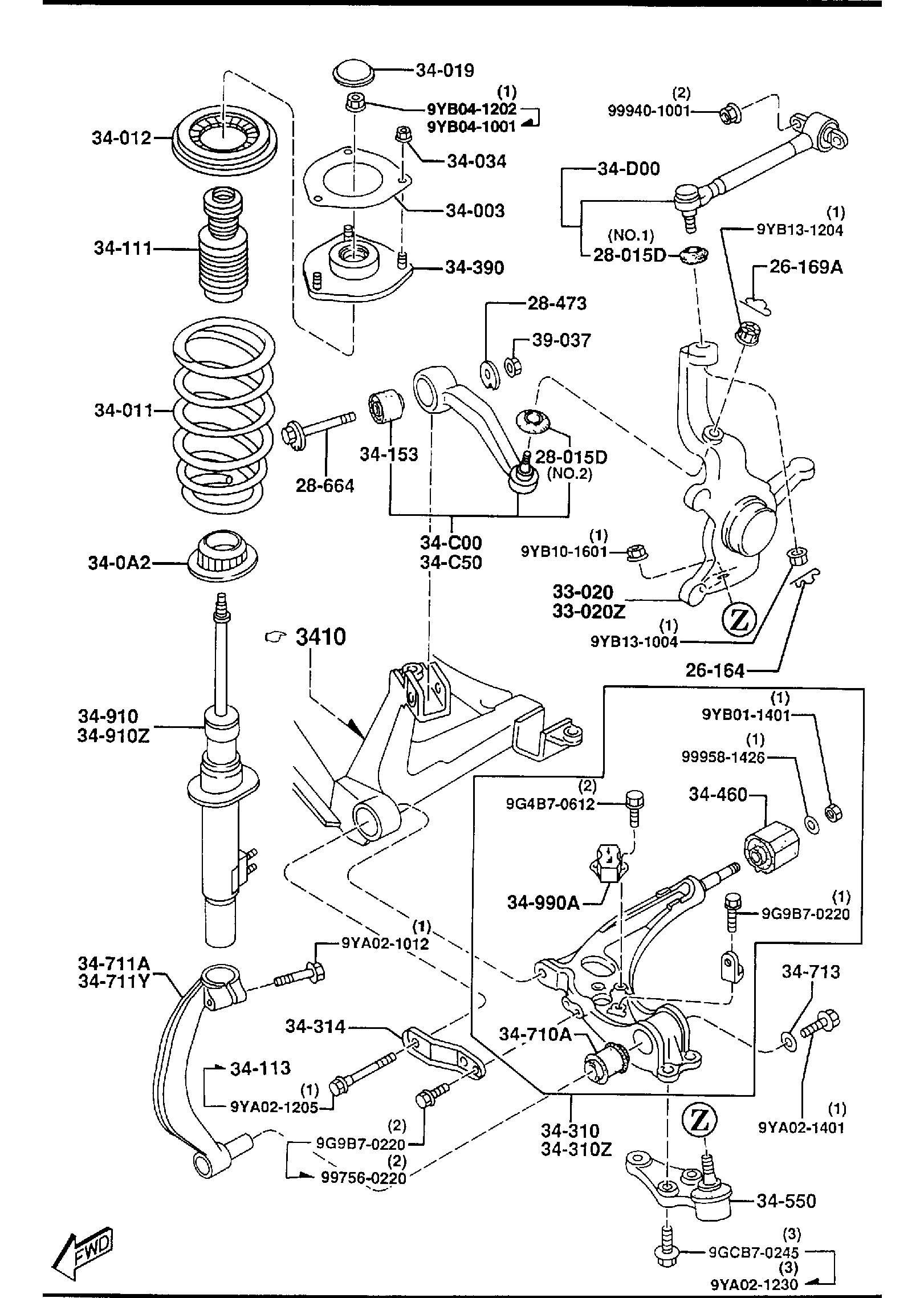 Diagram FRONT SUSPENSION MECHANISMS for your 2015 Mazda Mazda3  SEDAN SIGNATURE 