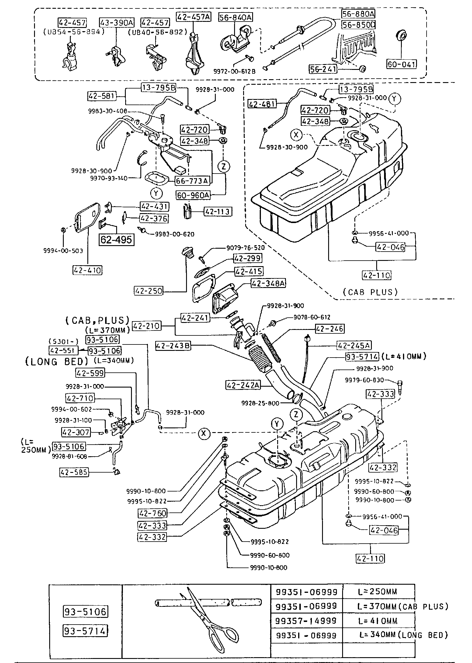 Diagram FUEL TANK (2000CC)(LONG BED & CAB PLUS) for your 1992 Mazda Protege 1.8L AT SEDAN DX 