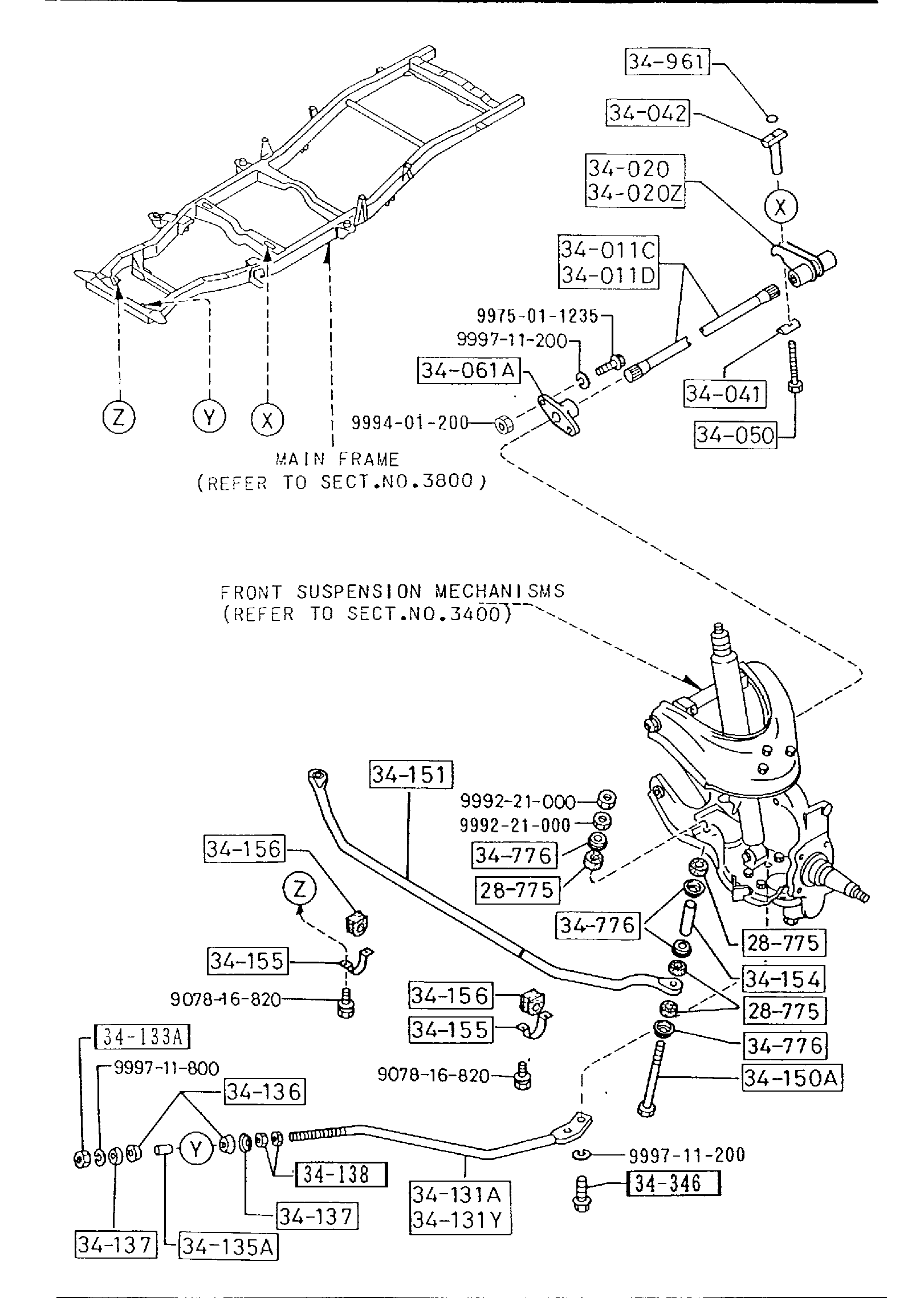Diagram CROSSMEMBER & STABILIZER (4X2) for your 2011 Mazda CX-7  I-TOURING 