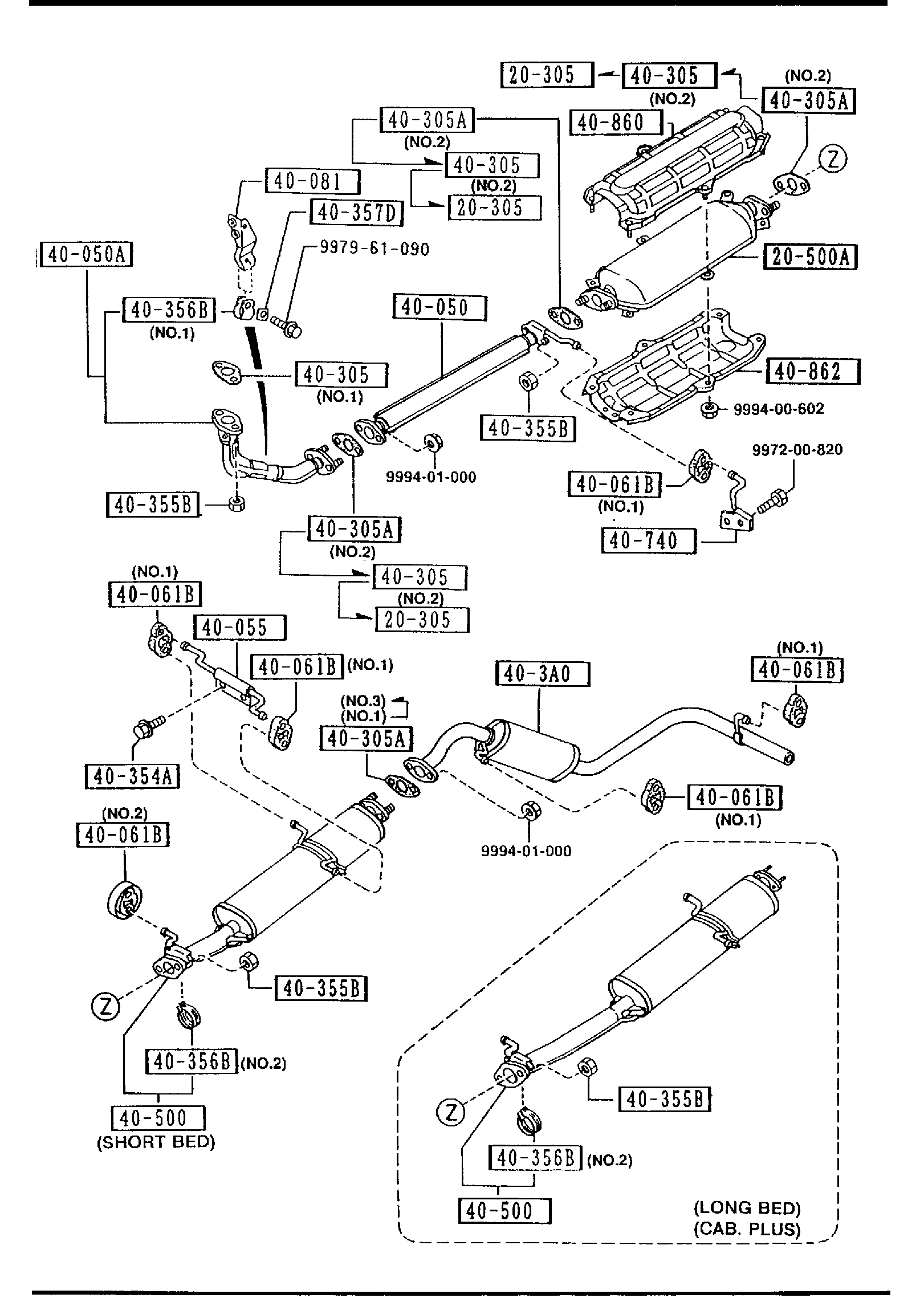 Diagram EXHAUST SYSTEM (2600CC)(4X4) for your 2017 Mazda CX-9  Signature 