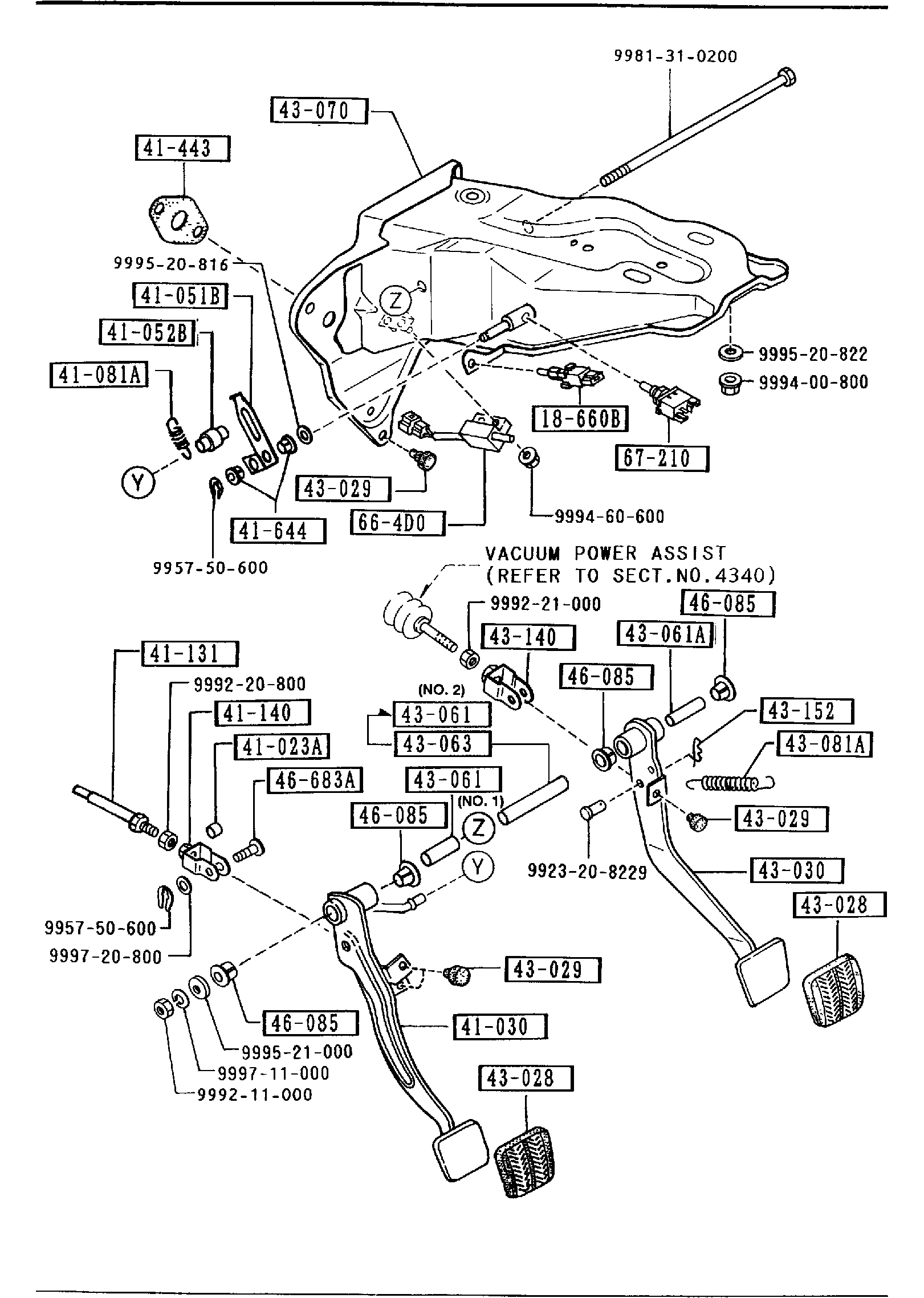 Diagram CLUTCH & BRAKE PEDALS (MANUAL TRANSMISSION) (2200CC) for your 2016 Mazda Mazda3   