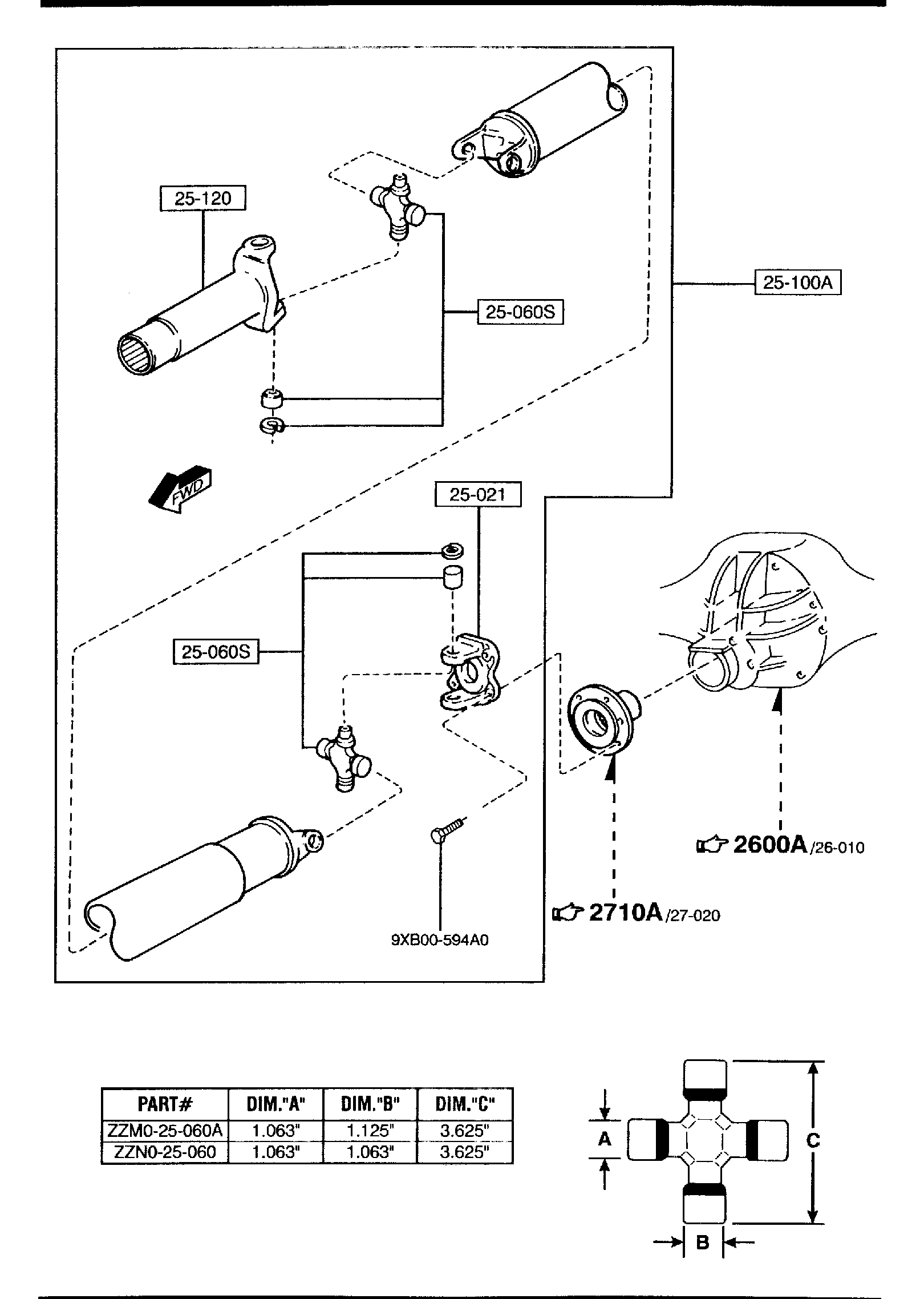 Full size assembly image of REAR PROPELLER SHAFT (4X2)(REGULAR CAB) (1/1)
