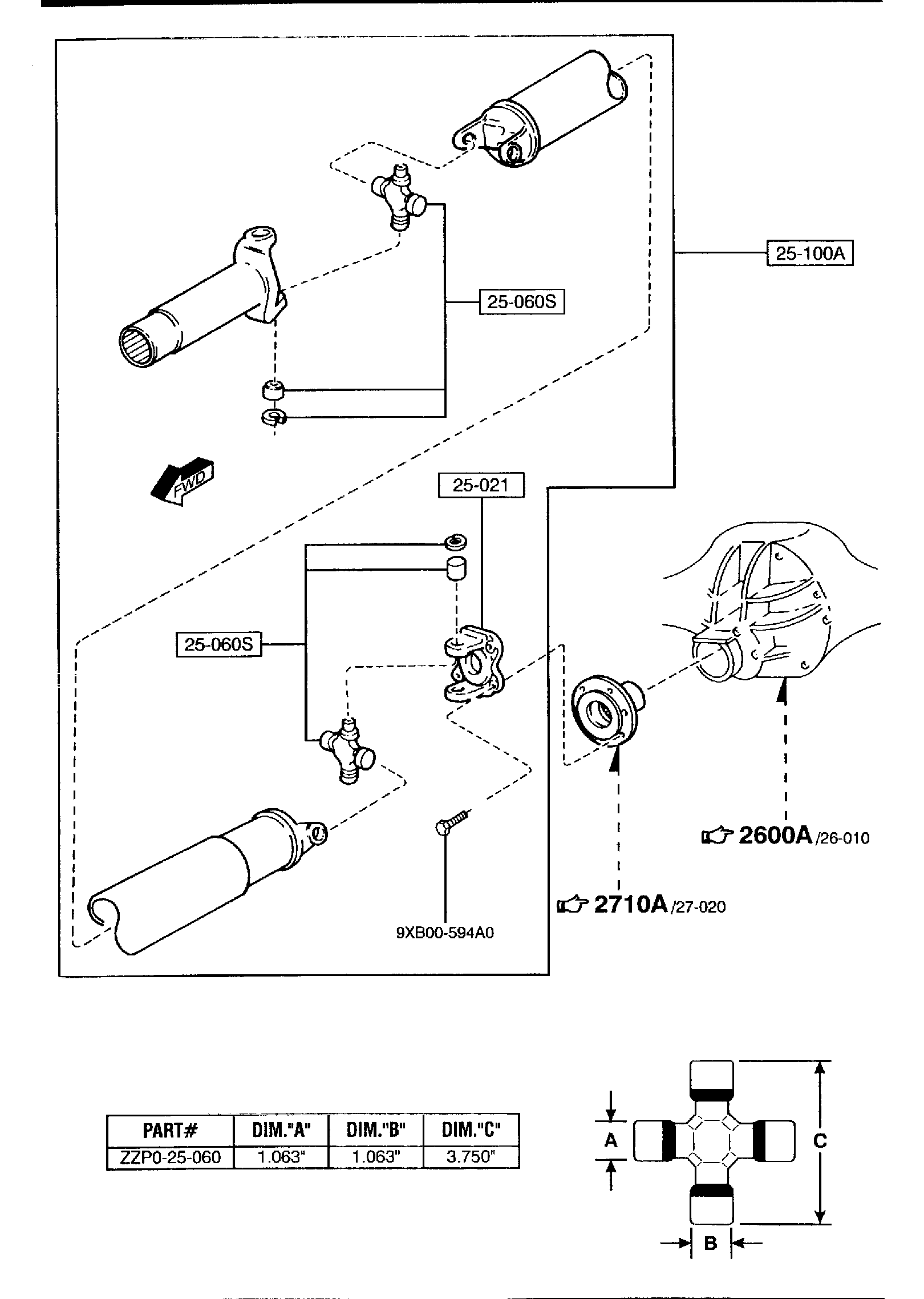 Full size assembly image of REAR PROPELLER SHAFT (4X2)(CAB PLUS) (1/1)