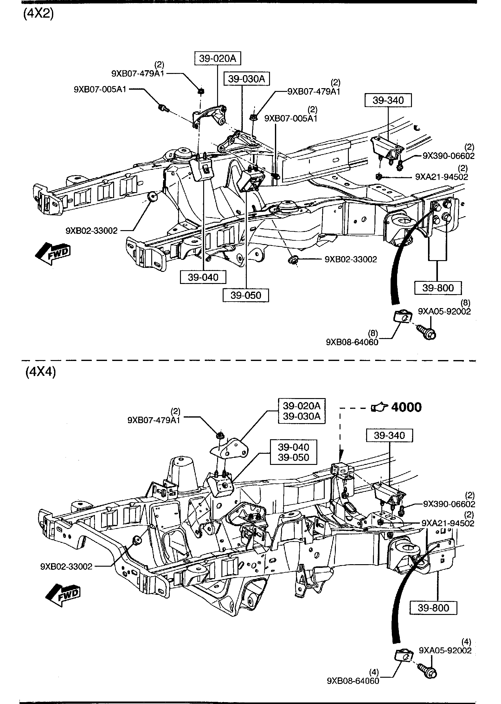 Diagram ENGINE & TRANSMISSION MOUNTS (4000CC) for your 2013 Mazda Mazda3 2.5L MT 2WD HATCHBACK SIGNATURE 