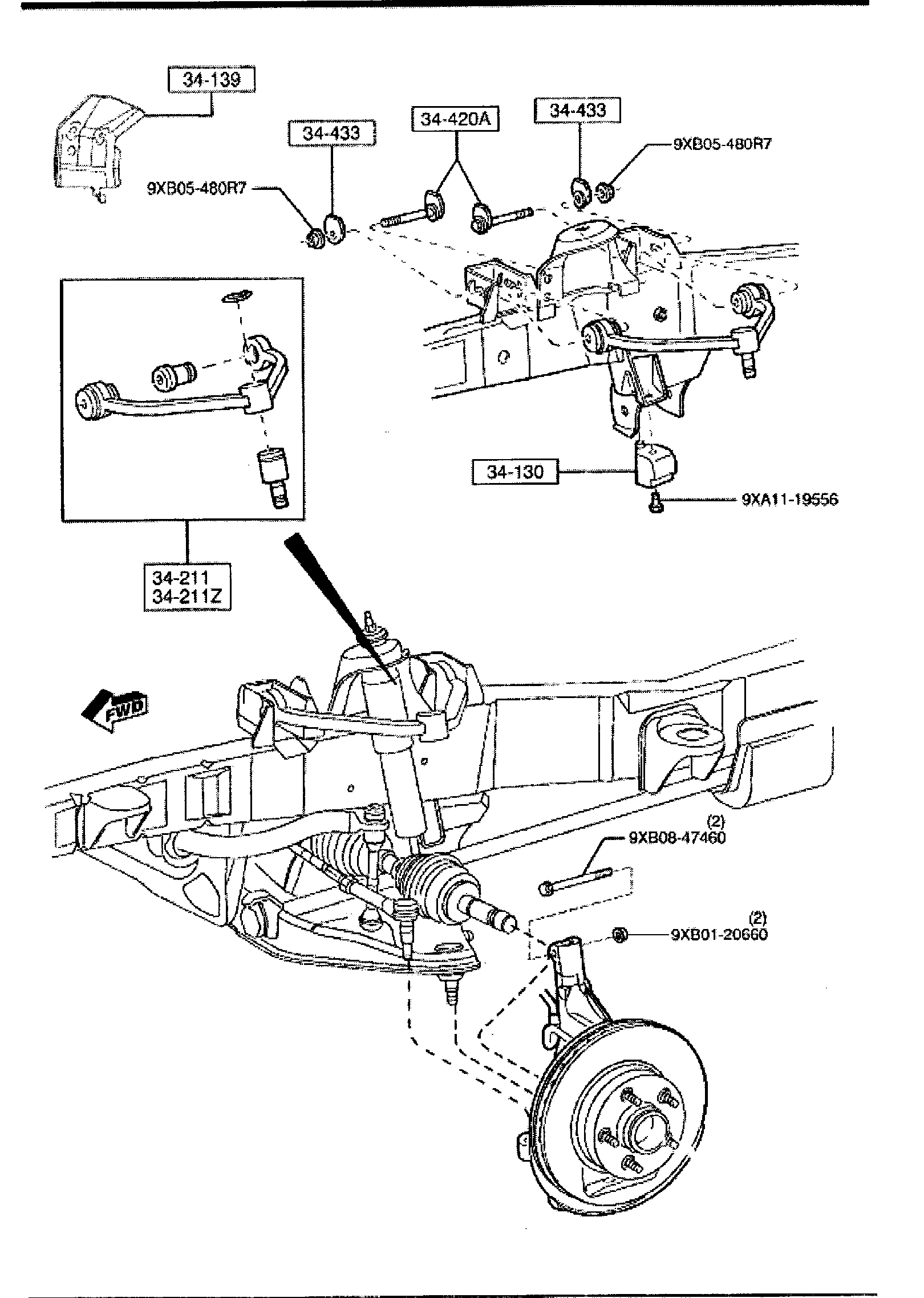 Diagram FRONT SUSPENSION MECHANISMS (4X4) for your 2014 Mazda Mazda3  SEDAN ITR (VIN Begins: JM1) 