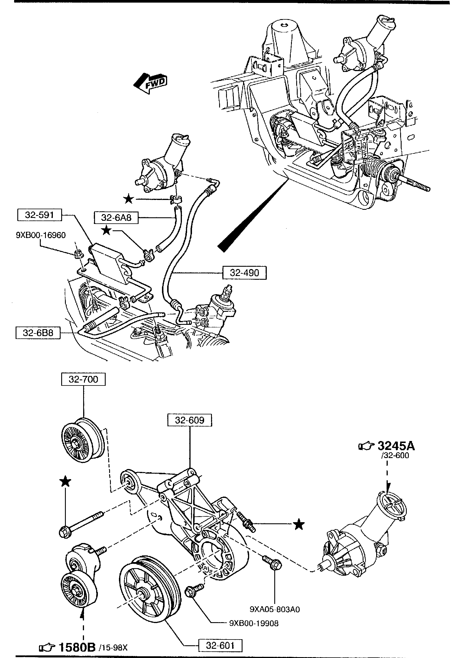 Diagram POWER STEERING SYSTEM (3000CC) for your 1998 Mazda B4000  CAB PLUS  