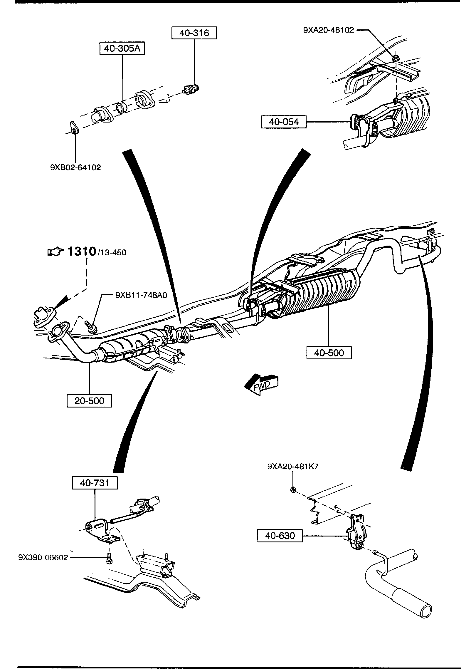 Full size assembly image of EXHAUST SYSTEM (2500CC)(REGULAR CAB) (1/1)