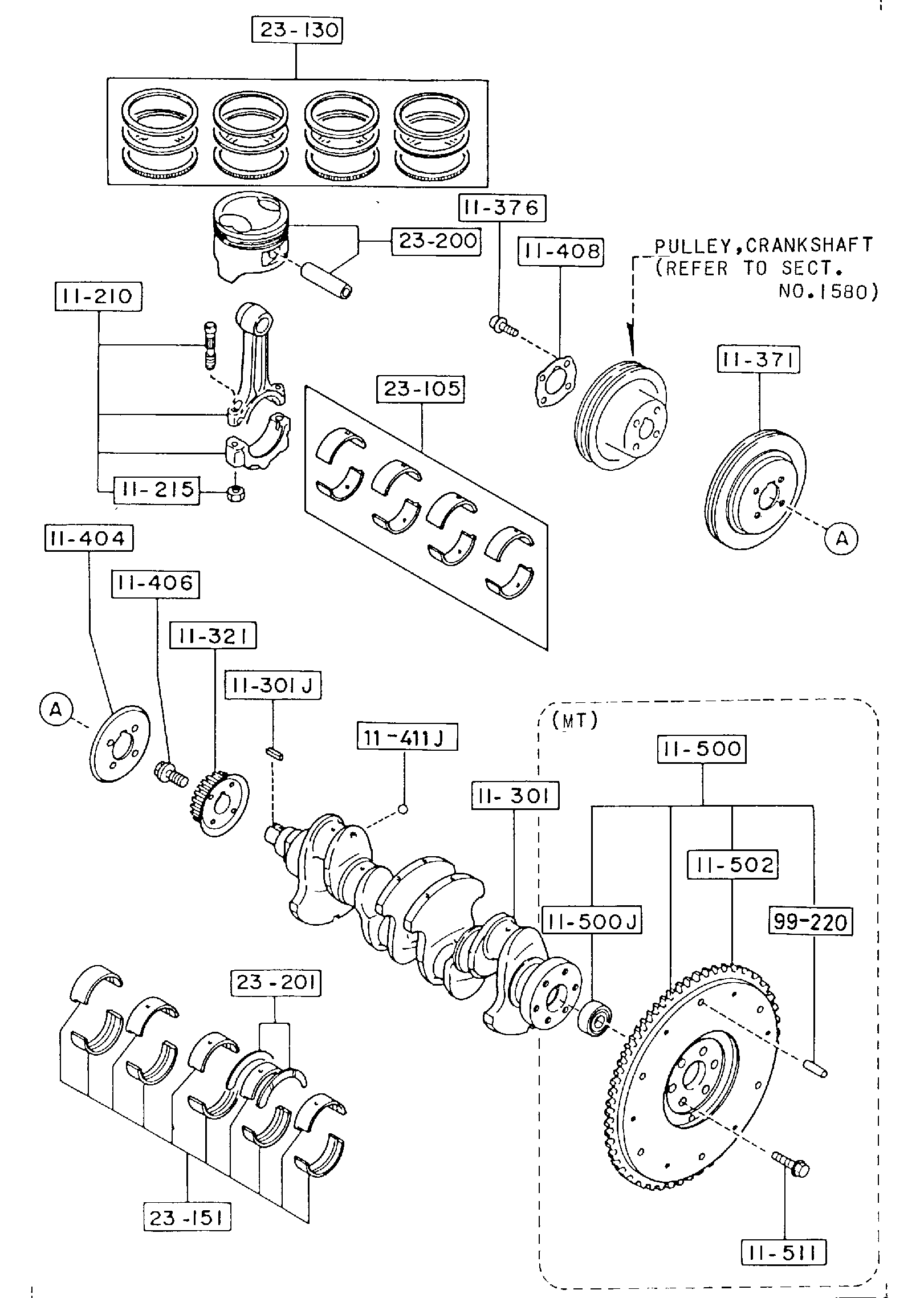 Diagram PISTON,CRANKSHAFT & FLYWHEEL for your Mazda