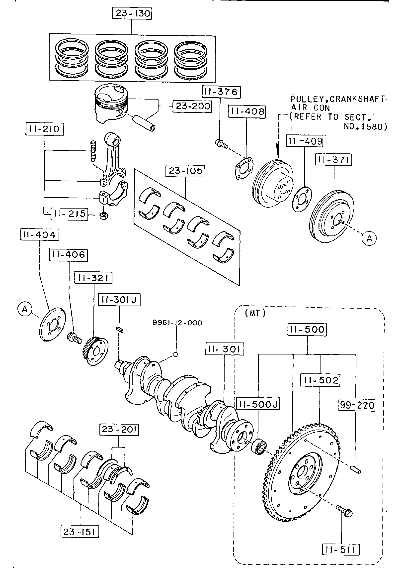 Diagram PISTON,CRANKSHAFT & FLYWHEEL for your Mazda
