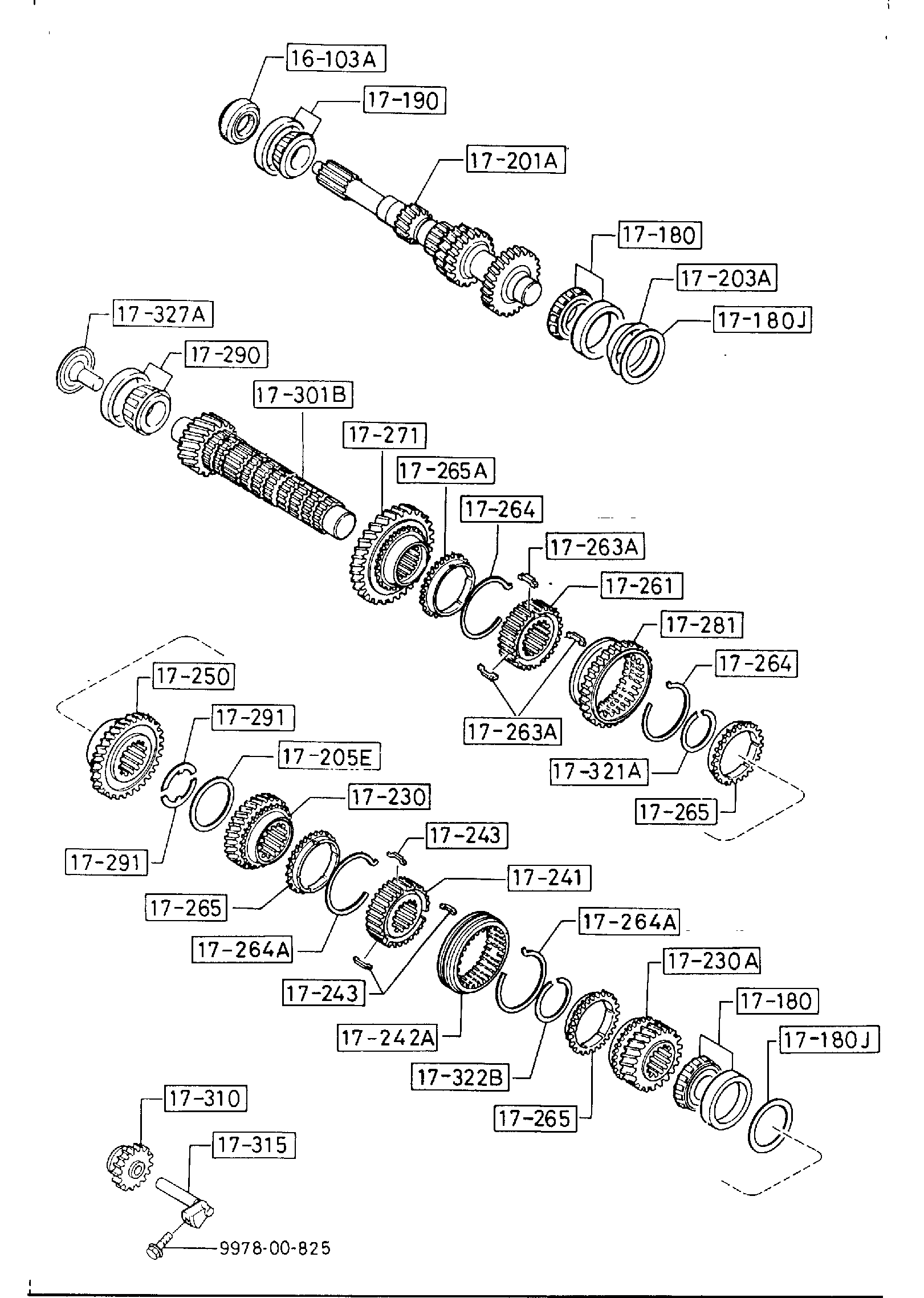 Diagram TRANSMISSION GEARS(MANUAL) (4-SPEED) for your Mazda