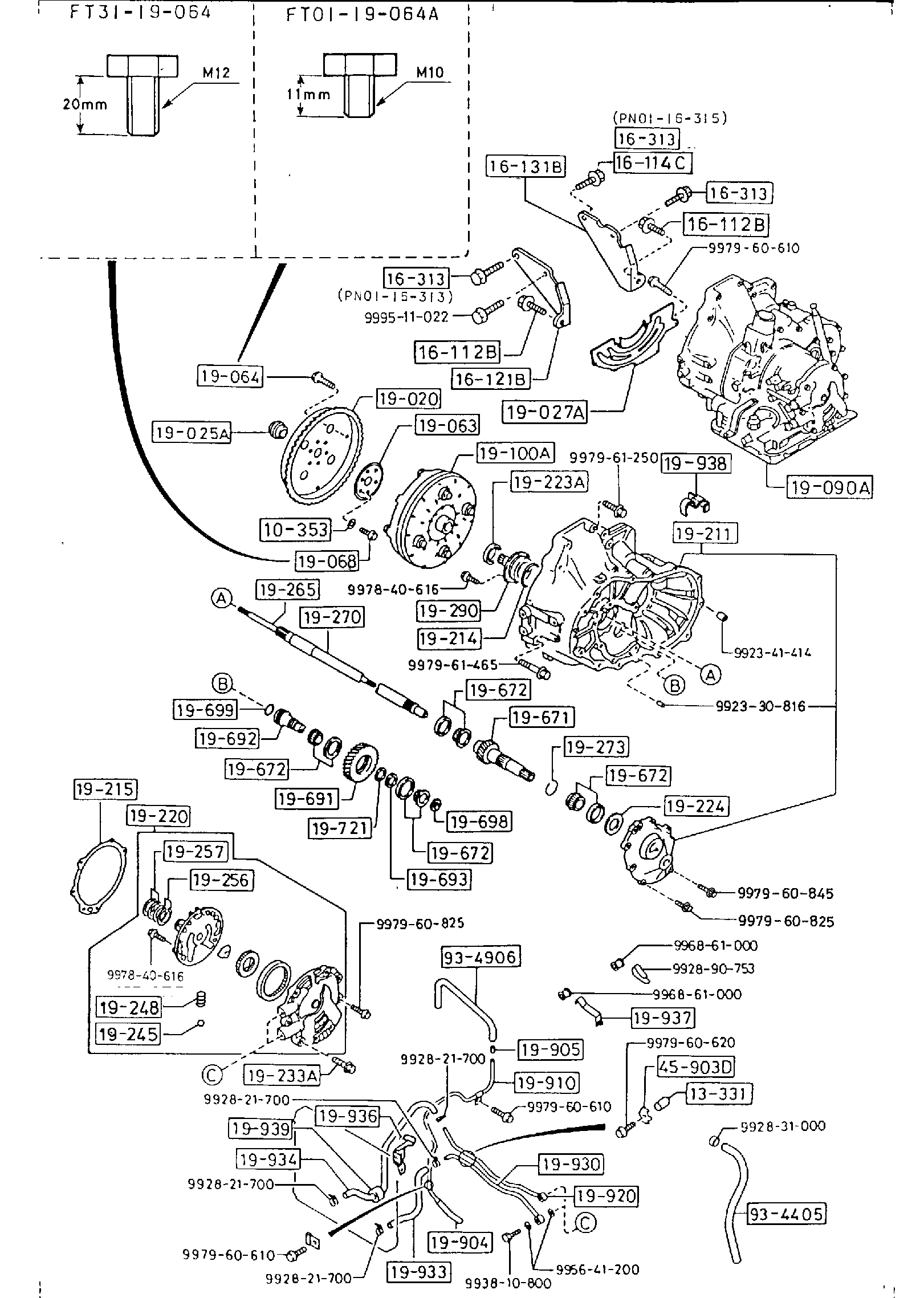 Diagram TORQUE CONVERTER,OIL PUMP & PIPINGS (AUTOMATIC) for your 1993 Mazda 323  SEDAN DX 