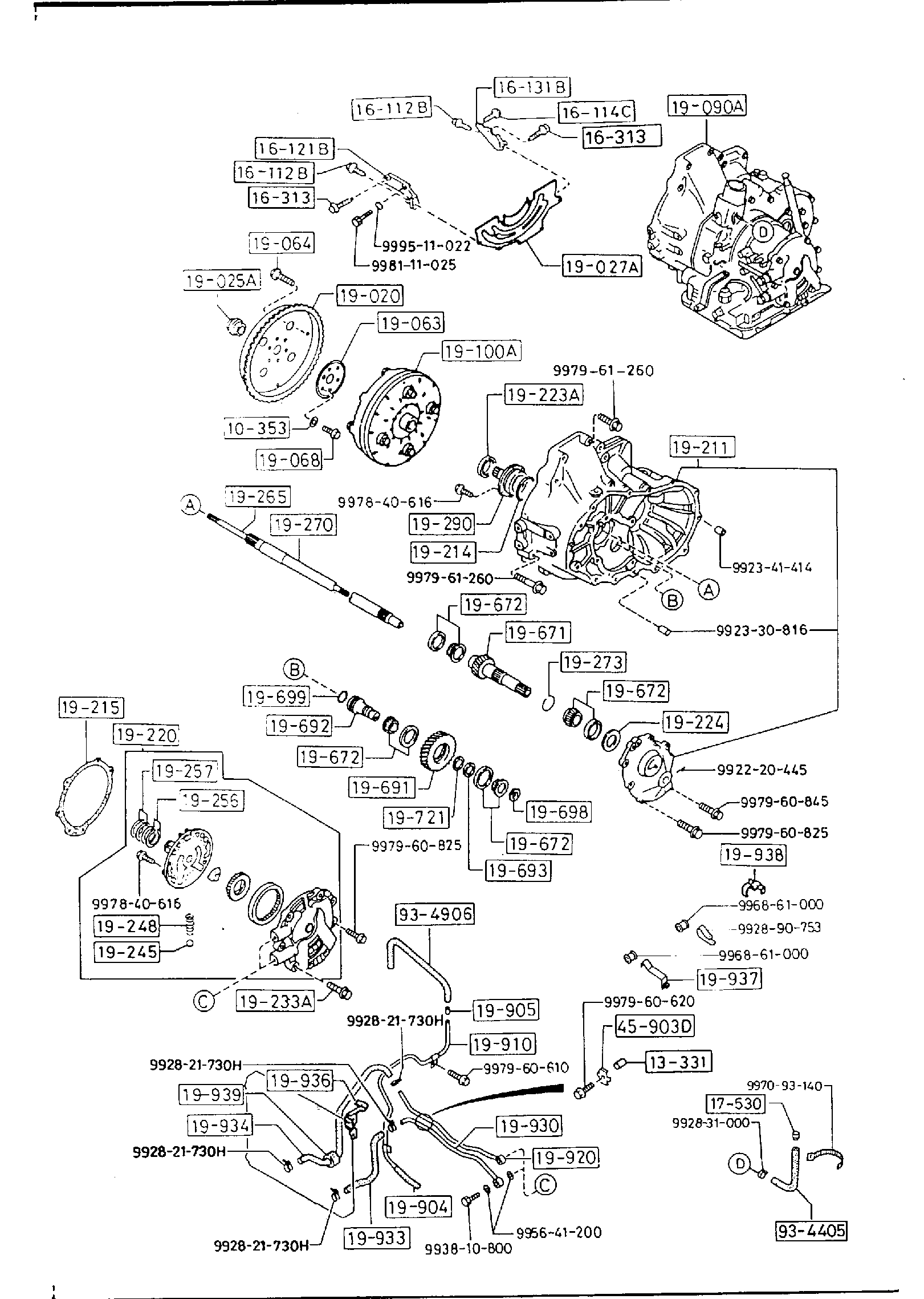 Diagram TORQUE CONVERTER,OIL PUMP & PIPINGS (AUTOMATIC) for your 1993 Mazda 323  SEDAN DX 