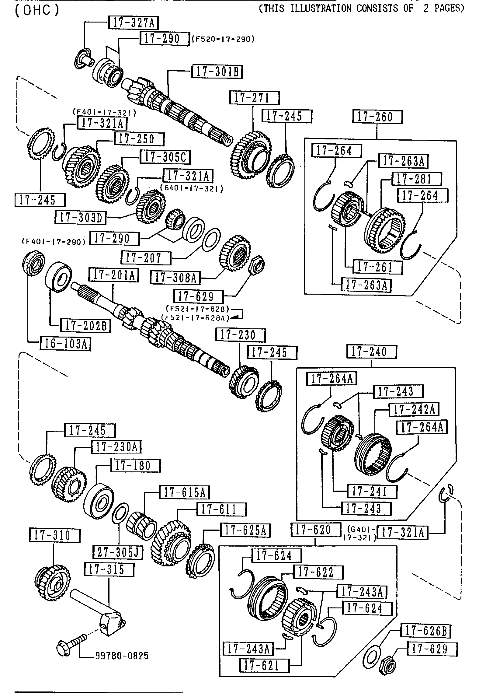 Diagram TRANSMISSION GEARS (MANUAL TRANSMISSTON 5-SPEED) (2WD) for your Mazda