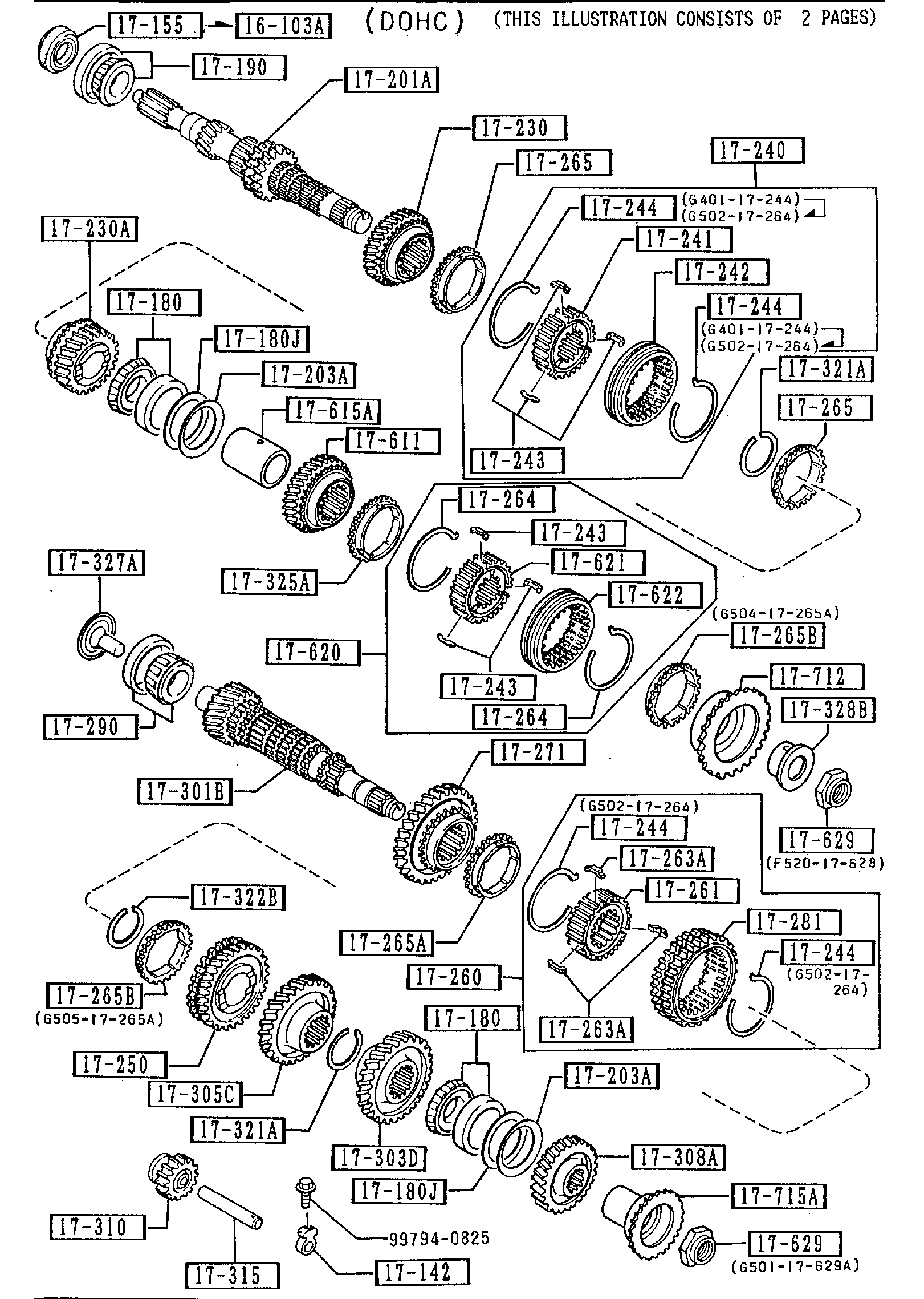 Diagram TRANSMISSION GEARS (MANUAL TRANSMISSTON 5-SPEED) (2WD) for your Mazda