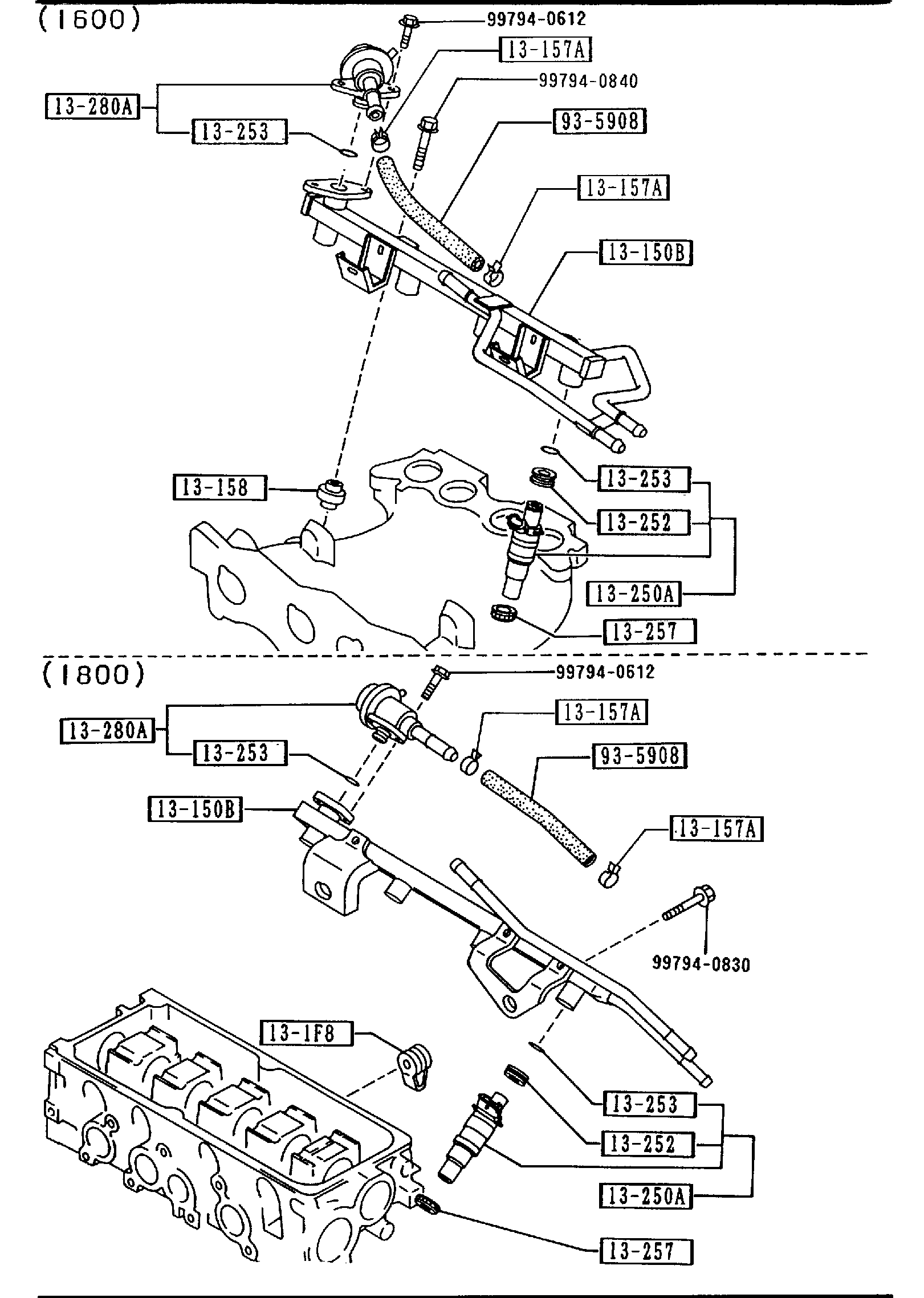 Diagram FUEL DISTRIBUTOR (OHC) for your Mazda