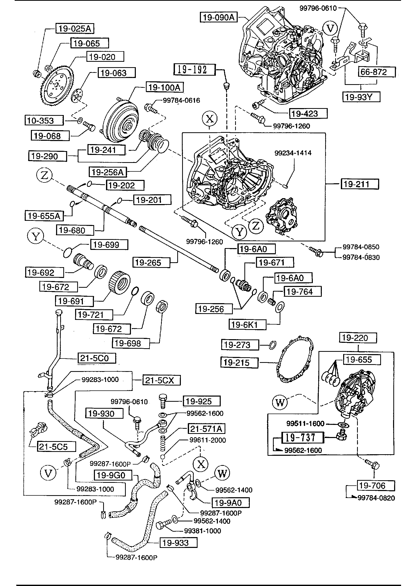 Diagram TORQUE CONVERTER,OIL PUMP & PIPINGS (AUTOMATIC TRANSMISSION 4-SPEED) for your Mazda