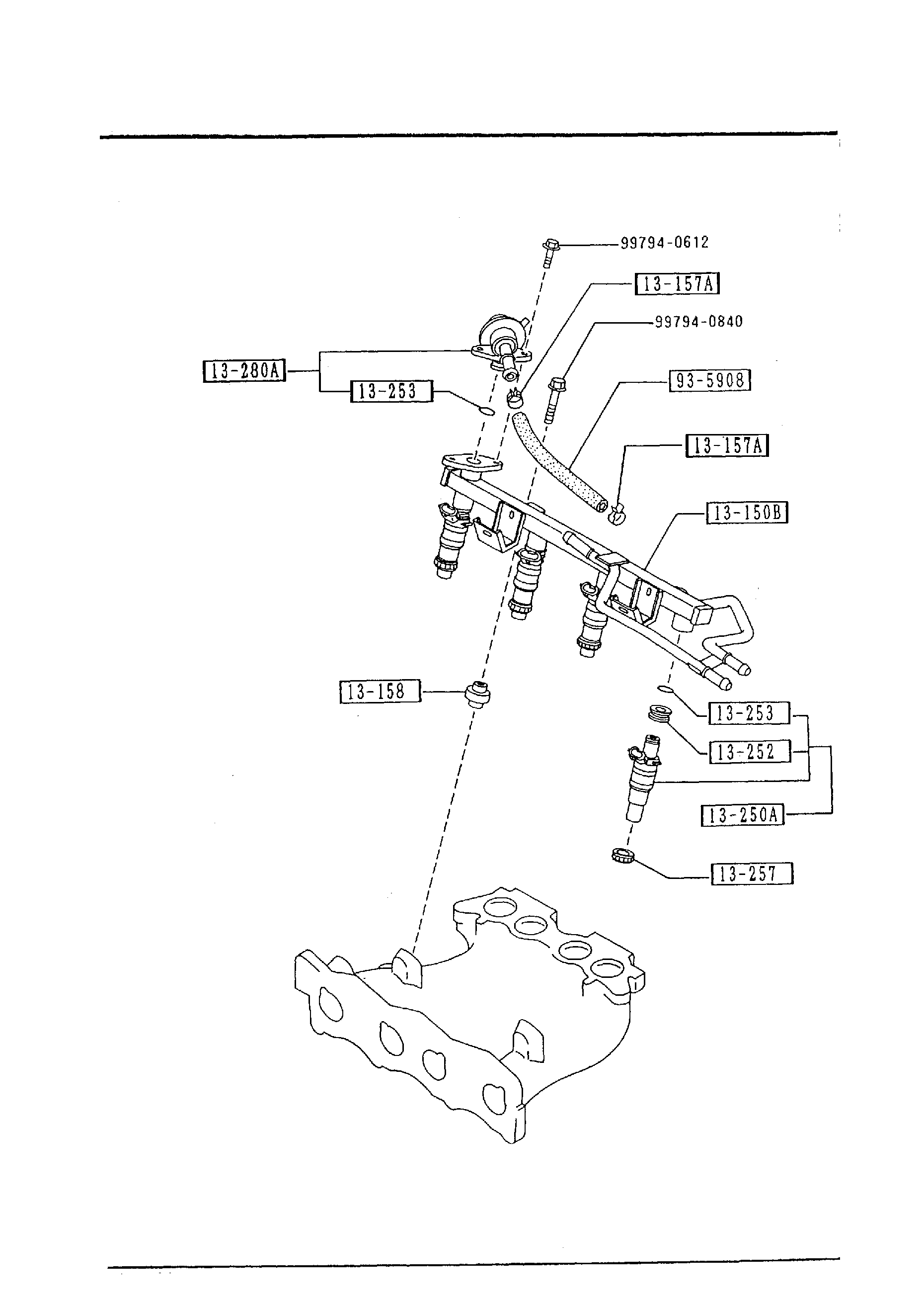 Diagram FUEL DISTRIBUTOR (1600CC) for your Mazda
