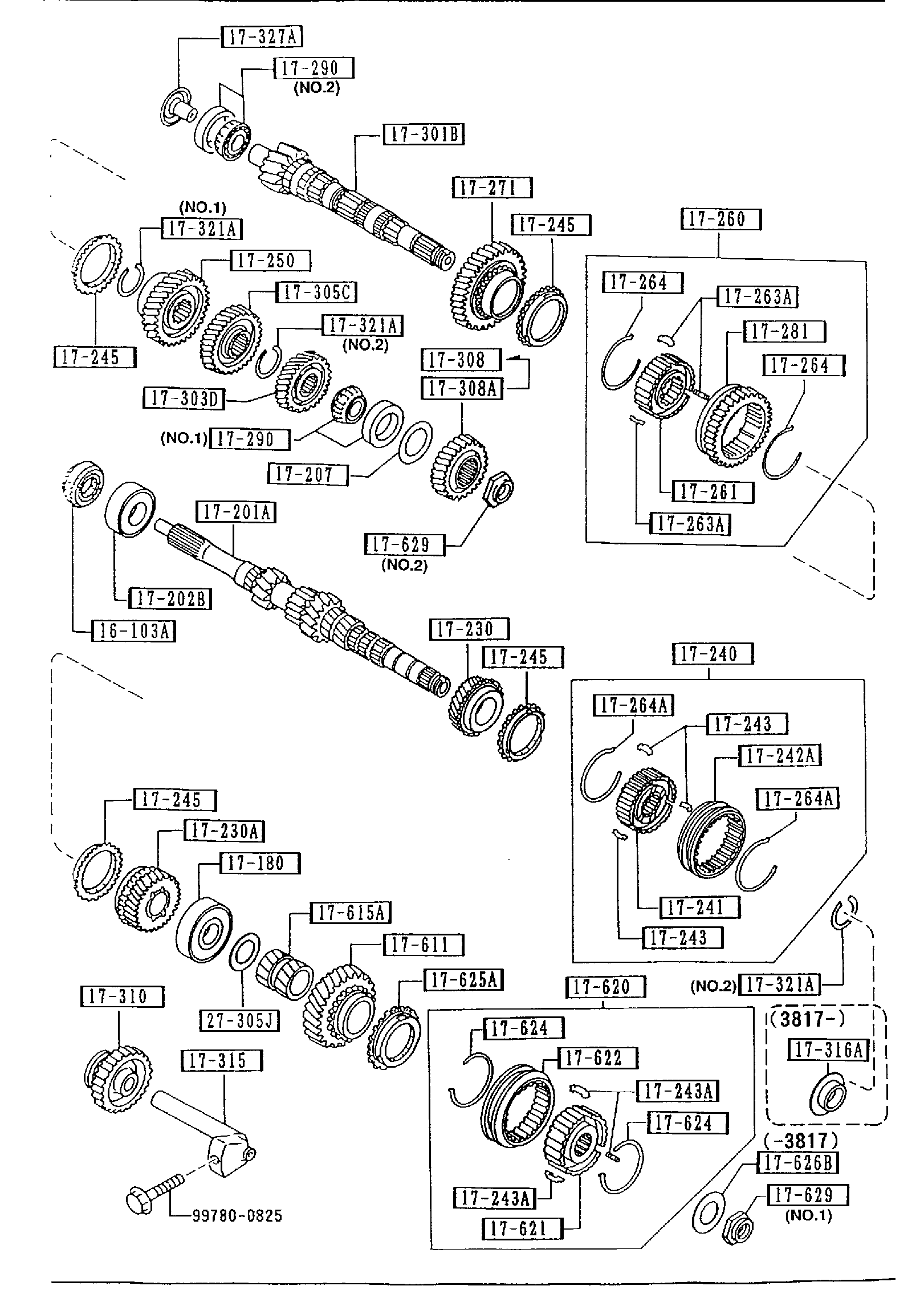 Diagram TRANSMISSION GEARS (MANUAL TRANSMISSTON 5-SPEED) (1600CC) for your Mazda